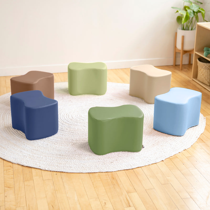Toddler Modular Stool Set, Butterfly Shaped Foam Seats, 10in Seat Height, 6-Piece