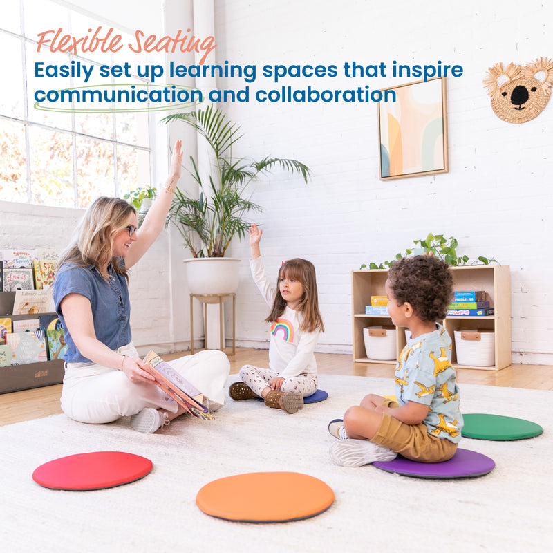 Colorful Floor Pads, Round, Flexible Seating, 6-Piece