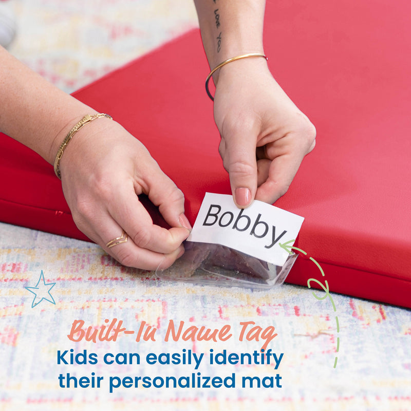 Rainbow Rest Nap Mats, Clear Name Tag Holder, 2in Thick - 5-Pack