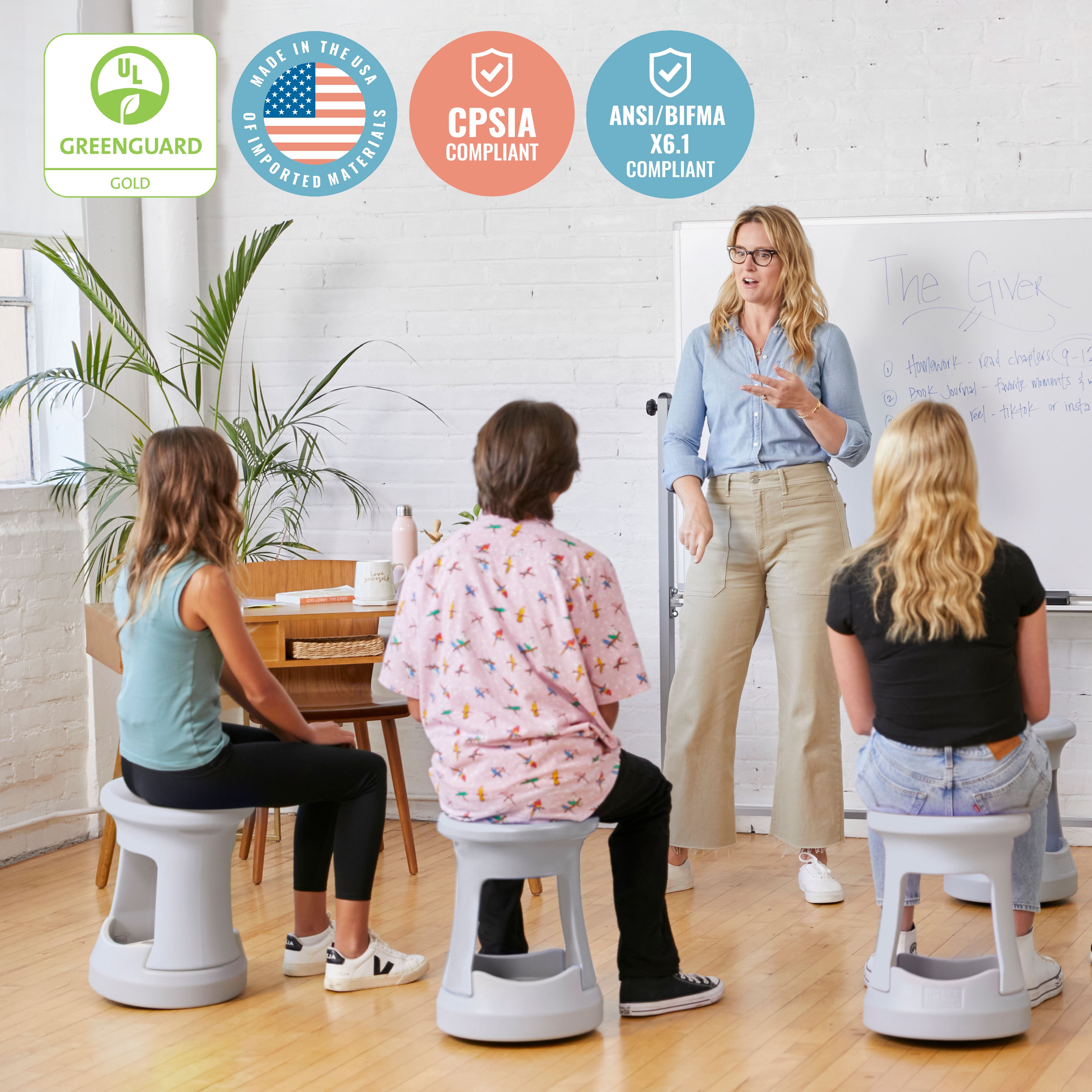 Active Storage Wobble Stool, 18in Seat Height