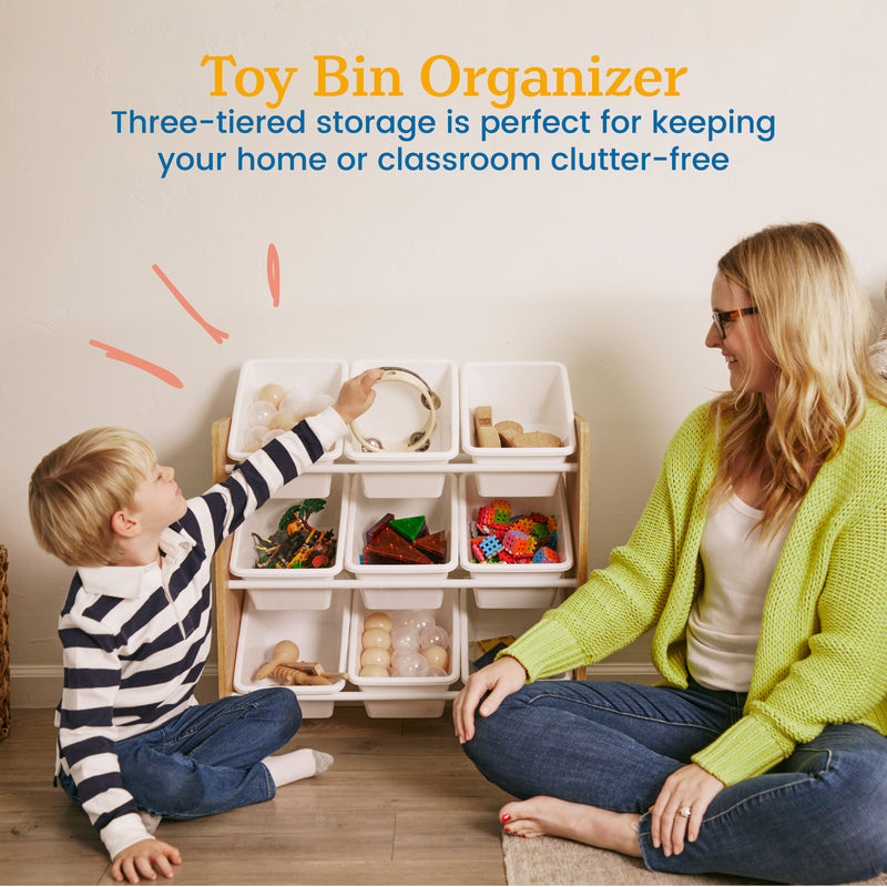 3-Tier Organizer with 9 Bins, Toy Storage