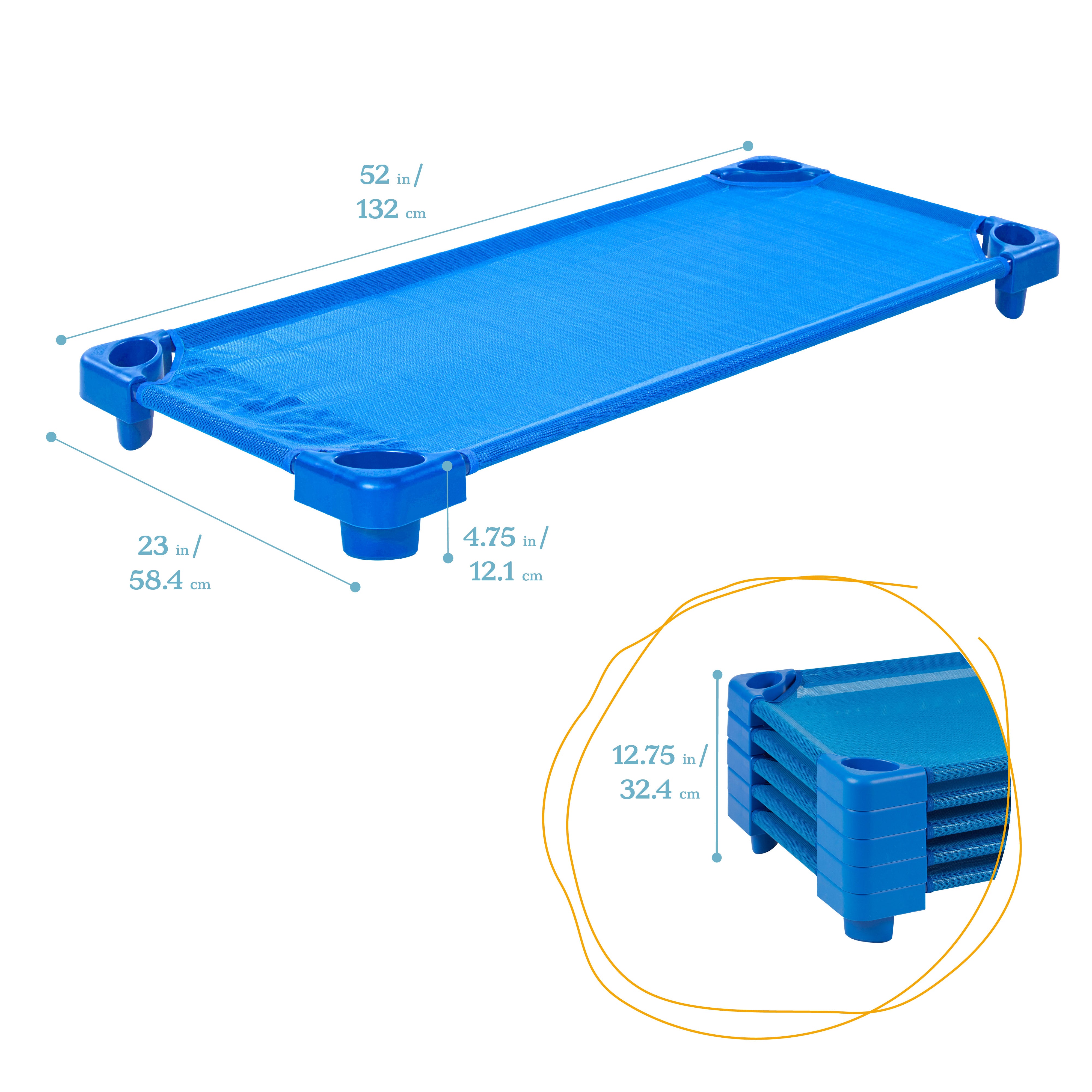 Stackable Kiddie Cot, Assembled, Standard Size, 5-Pack