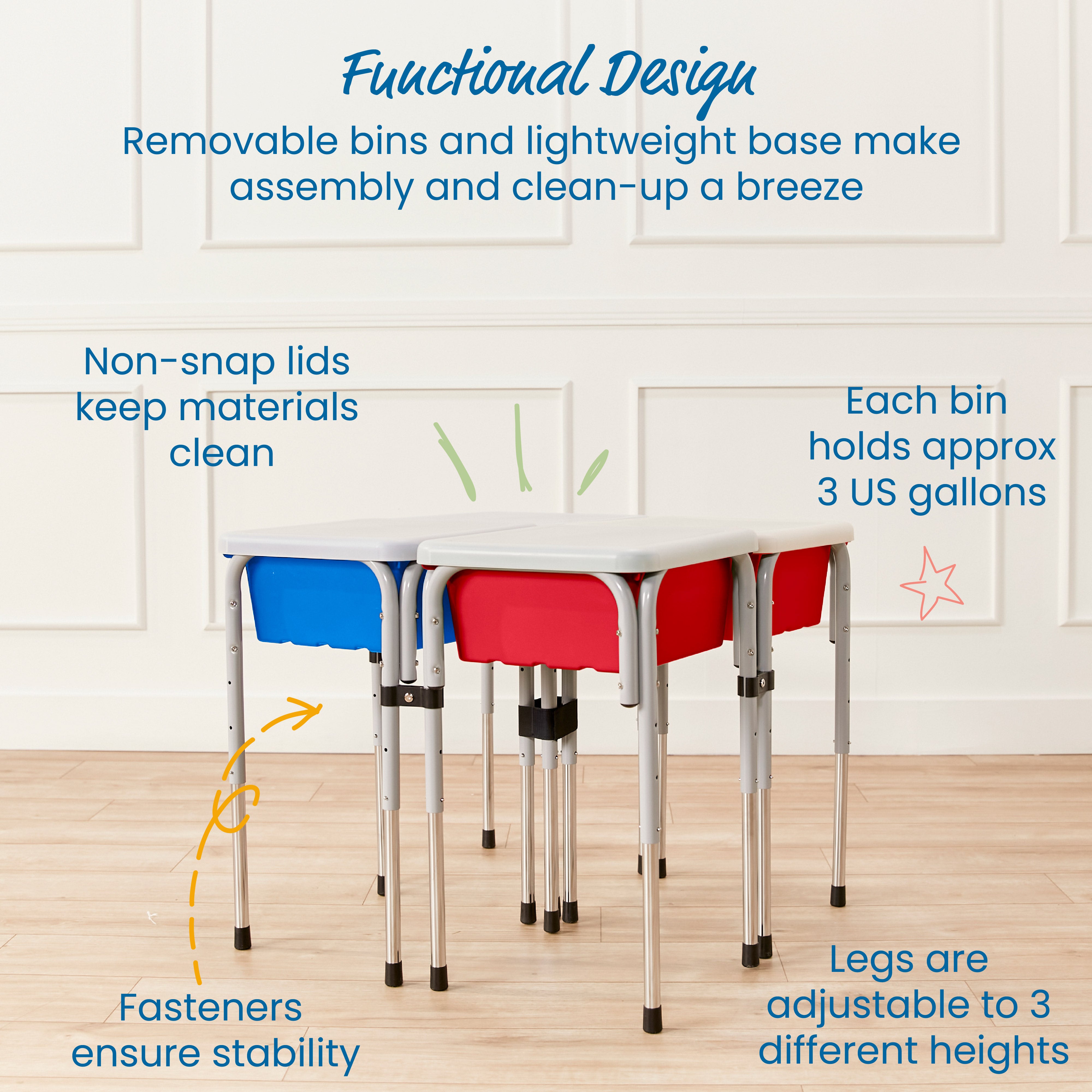 4-Station Sand and Water Adjustable Play Table, Sensory Bins