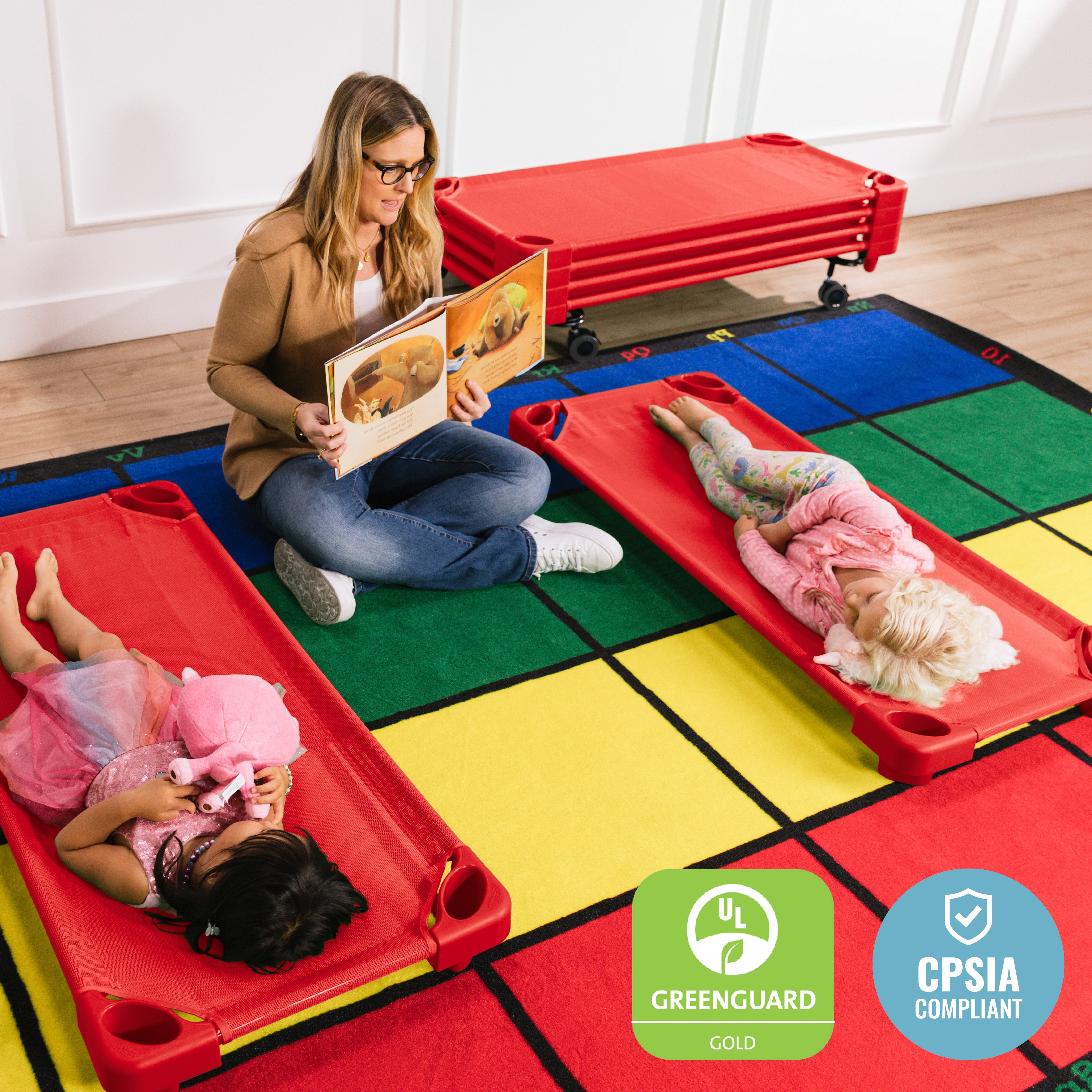 Stackable Kiddie Cots with Trolley, RTA, Standard, 6-Pack