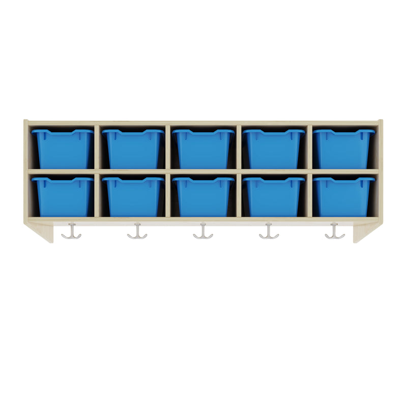 Streamline 10-Section Hanging Coat Locker with 10 Scoop Front Storage Bins