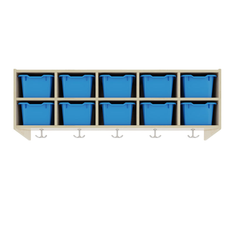 10-Section Hanging Coat Locker with Shelf and 10 Scoop Front Storage B