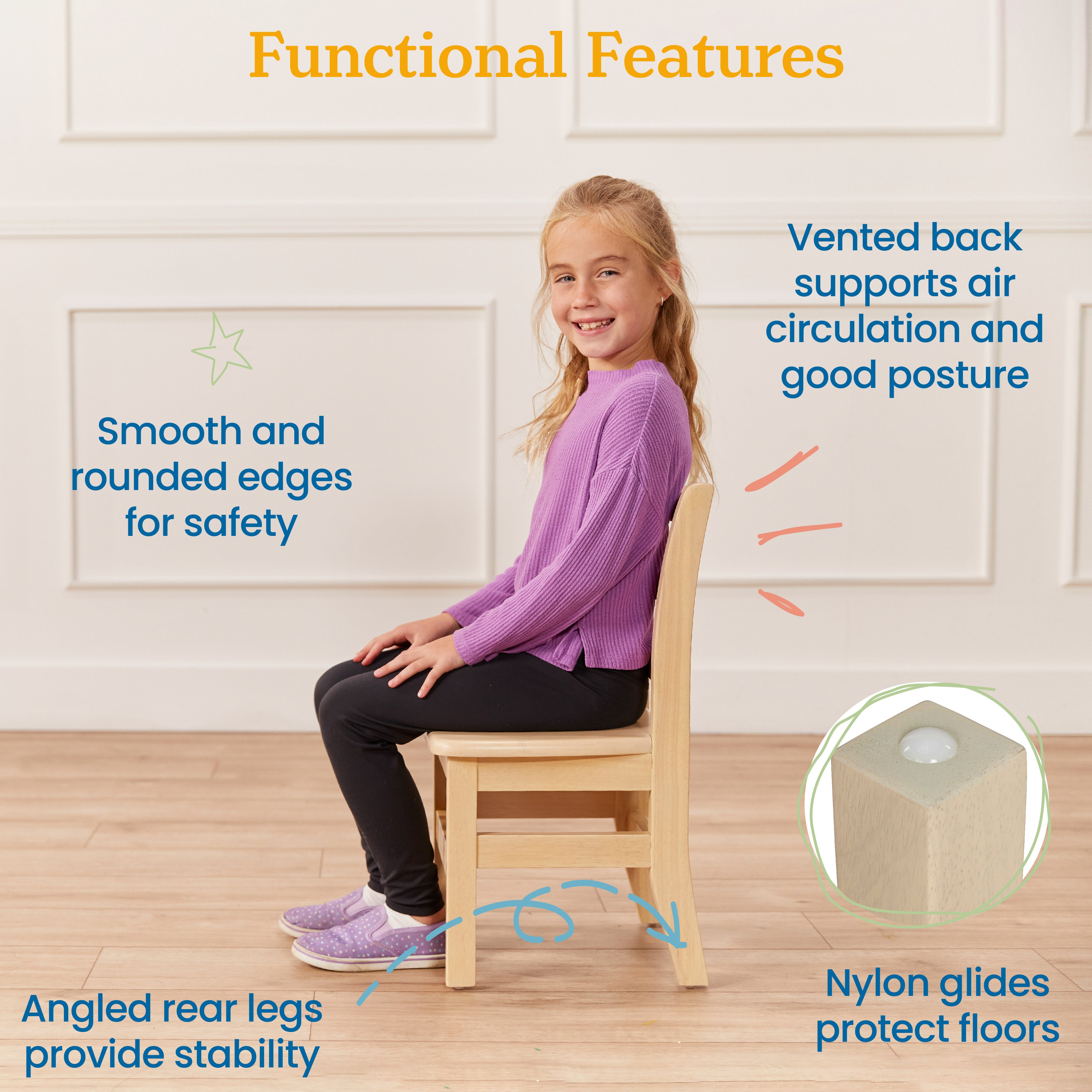 30in x 30in Square Hardwood Table and Chair Set, 12in Seat Height, 3-Piece