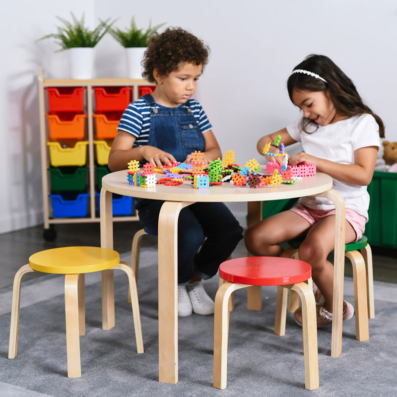 Bentwood Round Table and Stool Set, Kids Furniture, 5-Piece