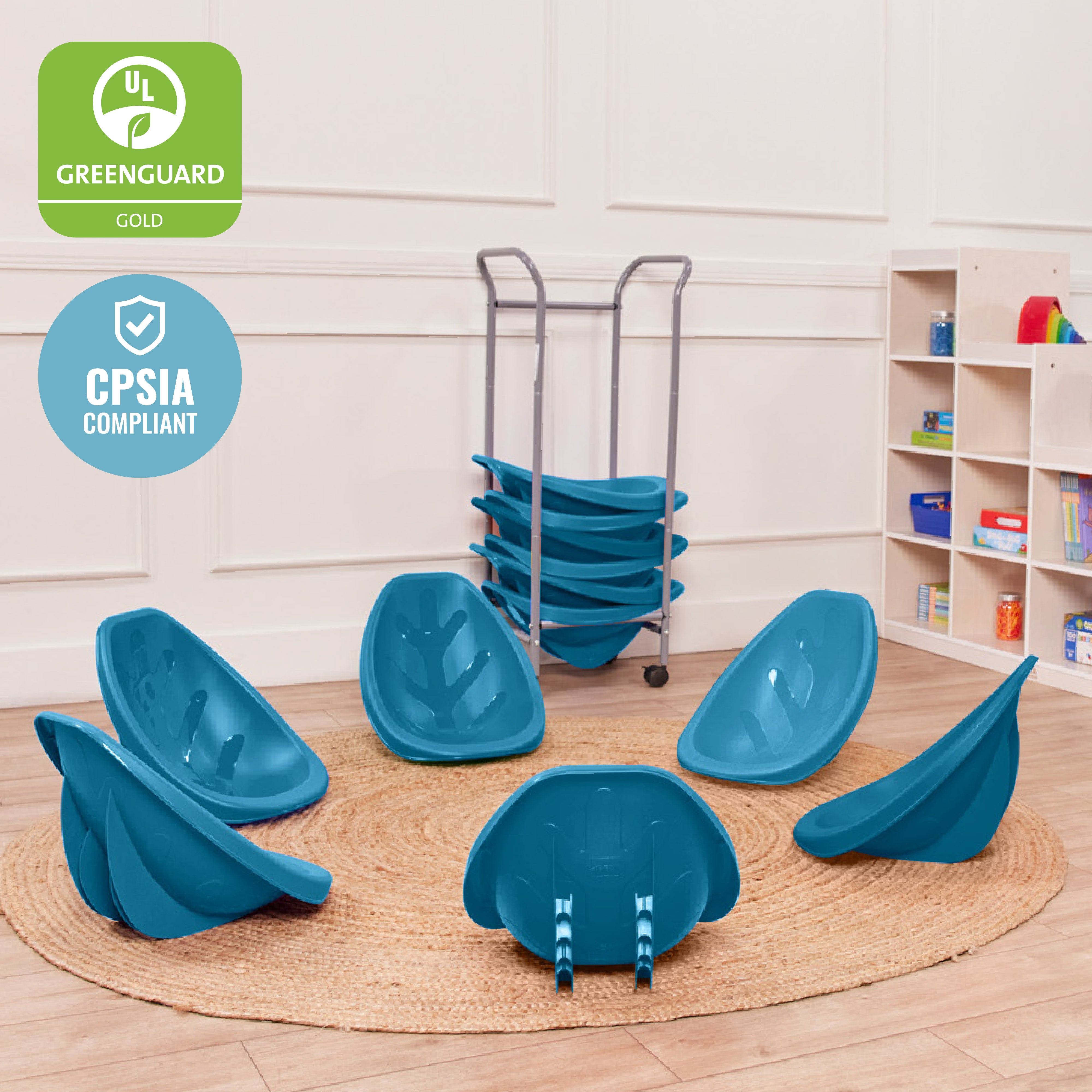 Mobile Leaf Seat Cart with 12 Leaf Floor Seats, Flexible Seating