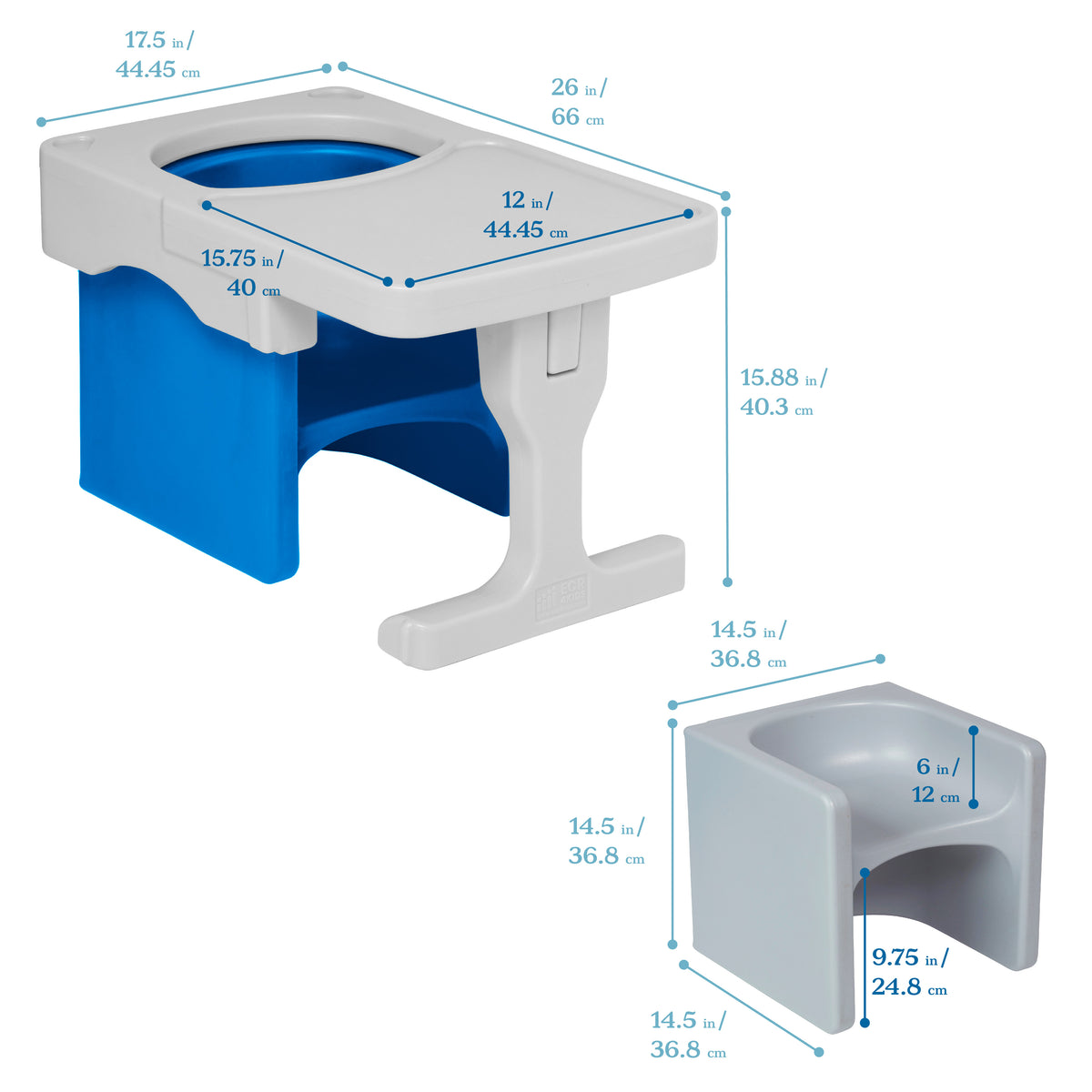 Tri-Me Cube Chair and Desk, 2-Piece