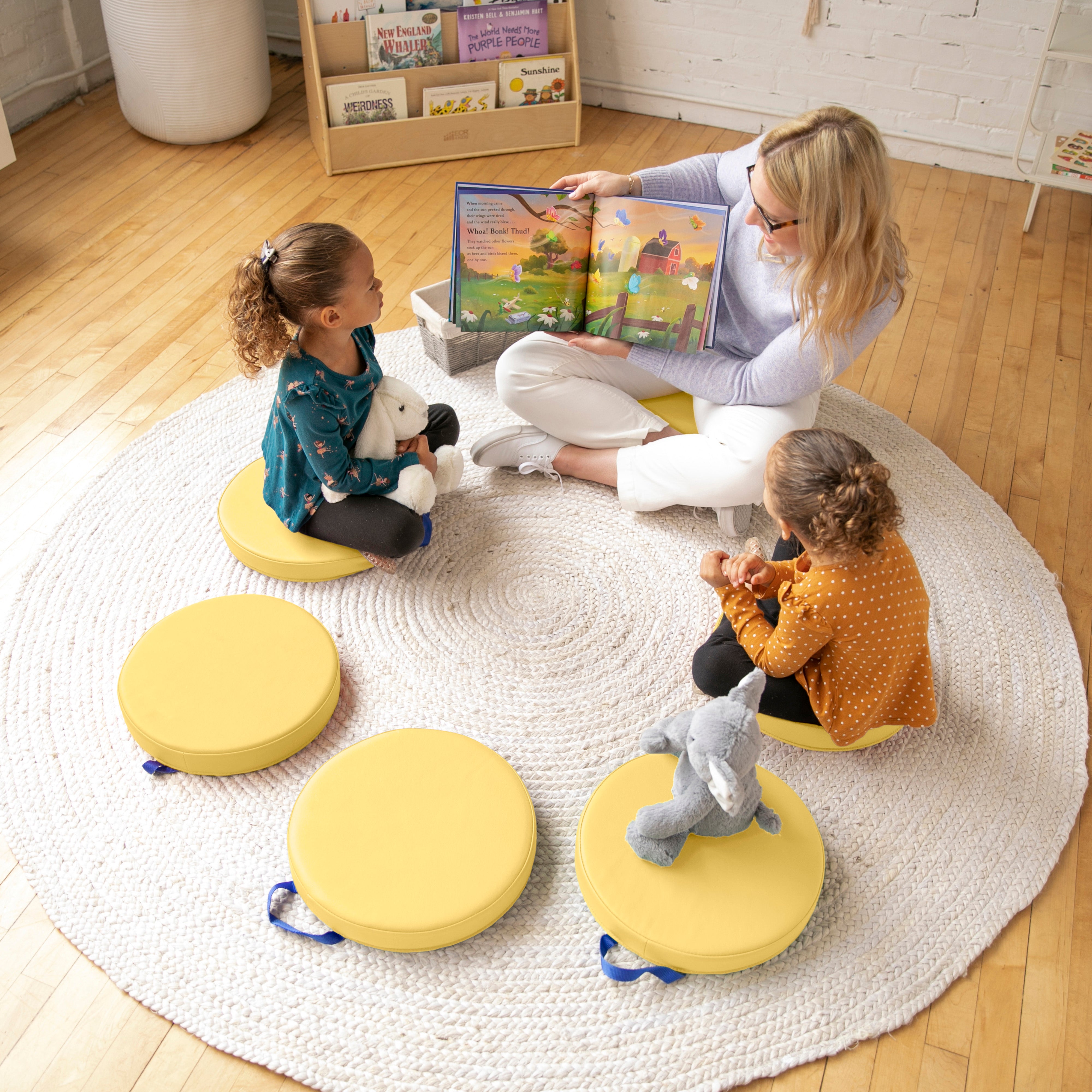Round Floor Cushions with Handle, 6-Piece