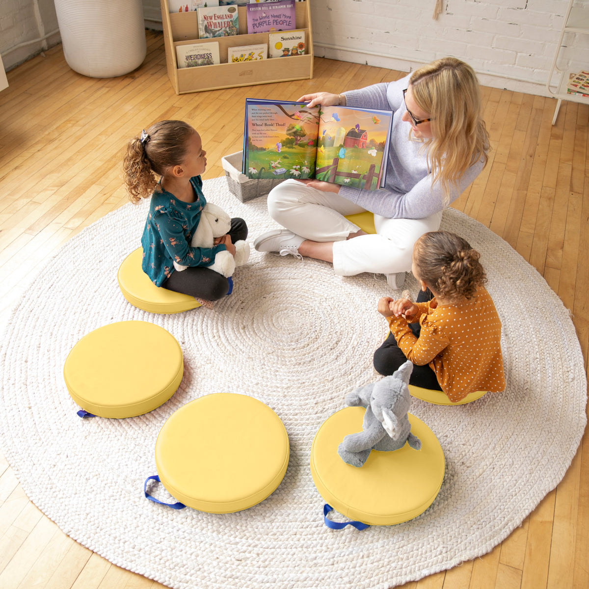 Round Floor Cushions with Handles, 6-Piece