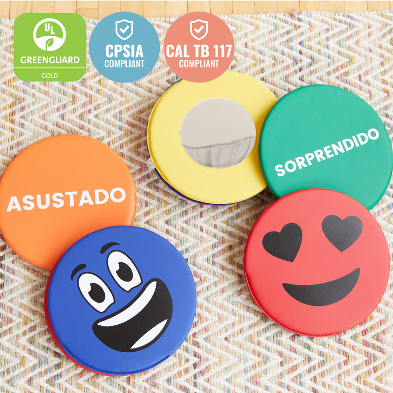 Emotion Pads with Mirror, Spanish, Expression Cushions, 8-Piece