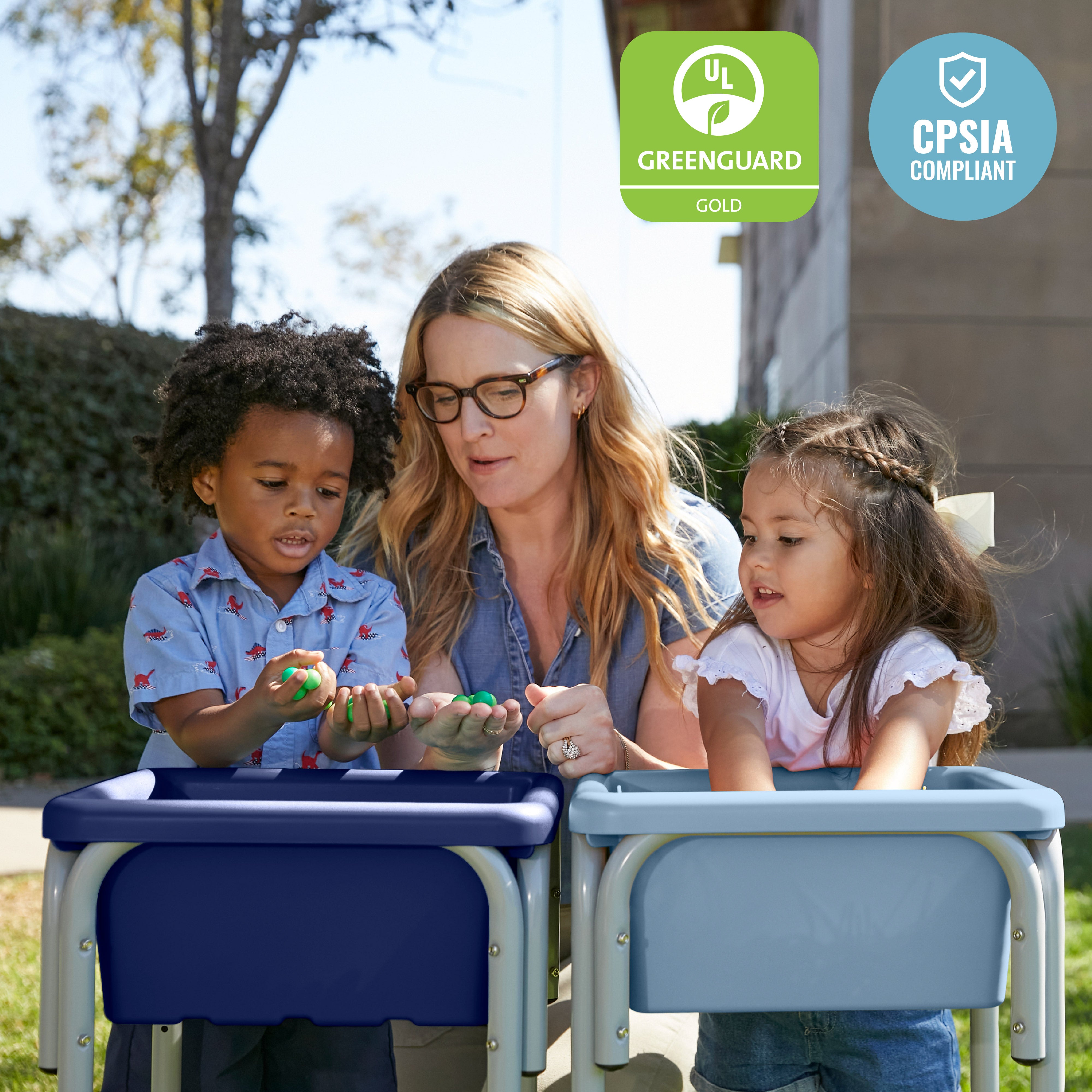 2-Station Sand and Water Adjustable Play Table, Sensory Bins