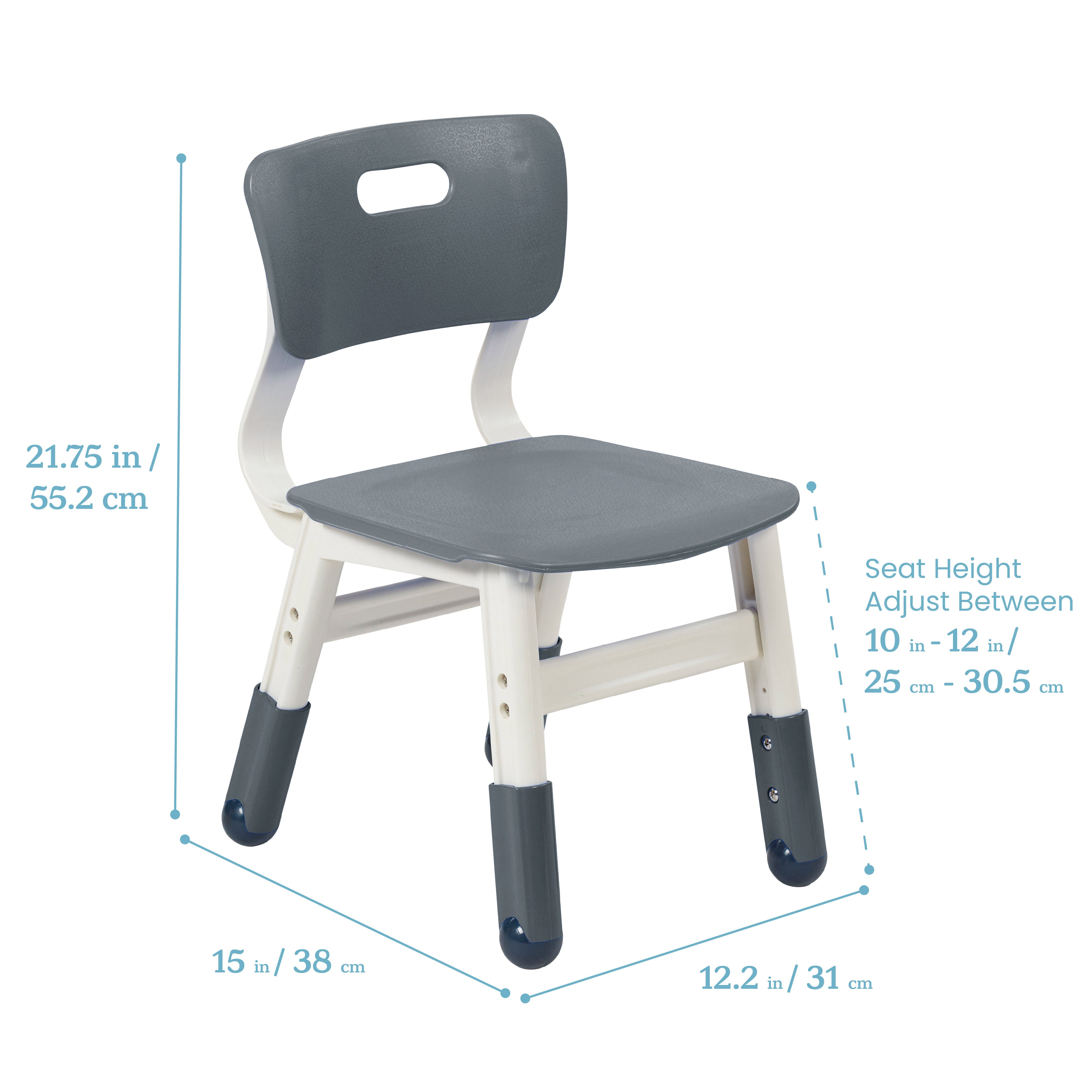 Adjustable Height Plastic Classroom Chairs, 2-Pack
