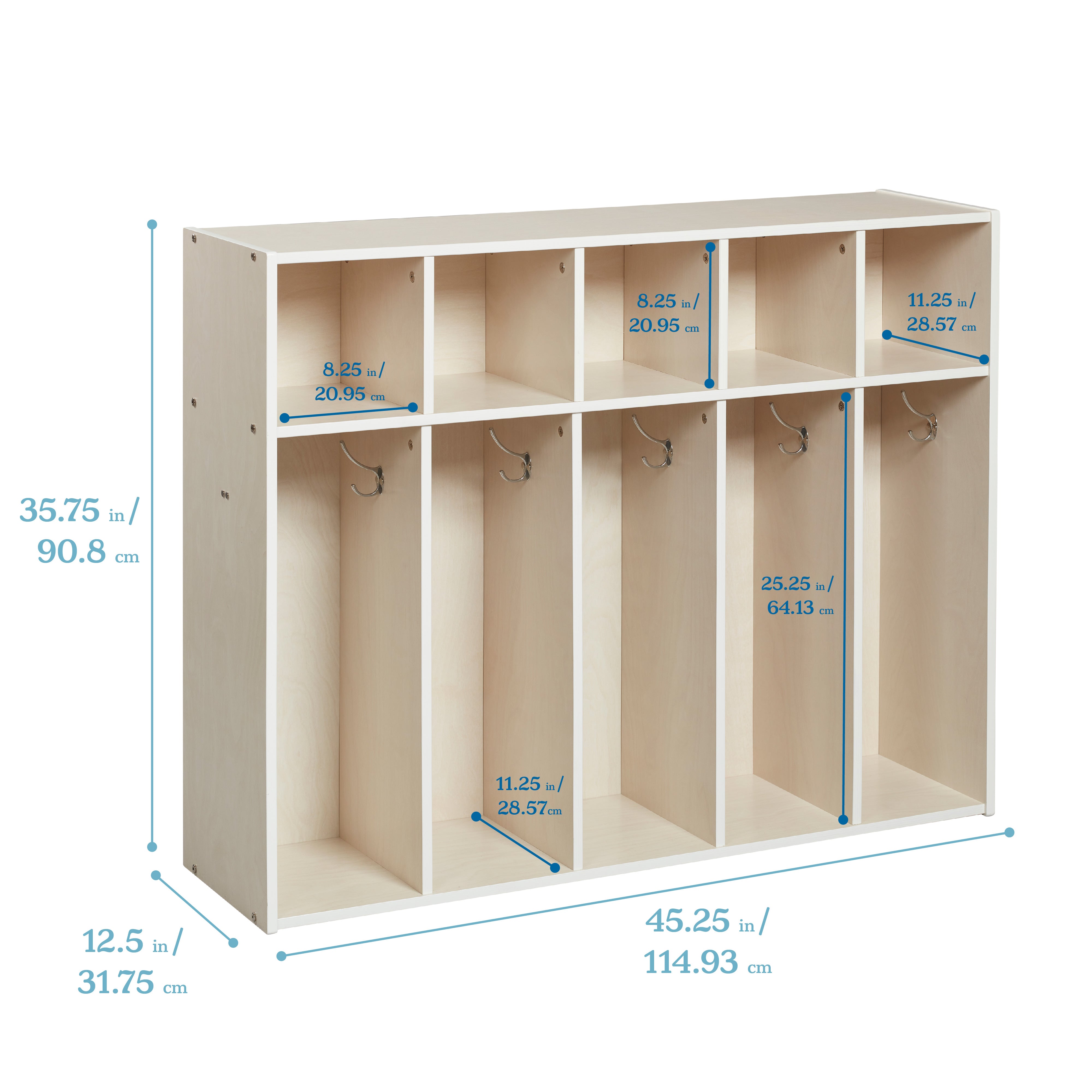 Streamline 5-Section Toddler Coat Locker with 5 Scoop Front Bins