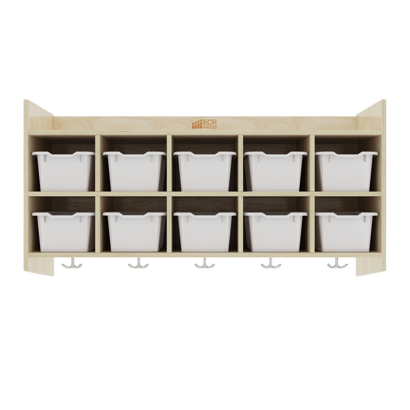 10-Section Hanging Coat Locker with Shelf and 10 Scoop Front Storage Bins