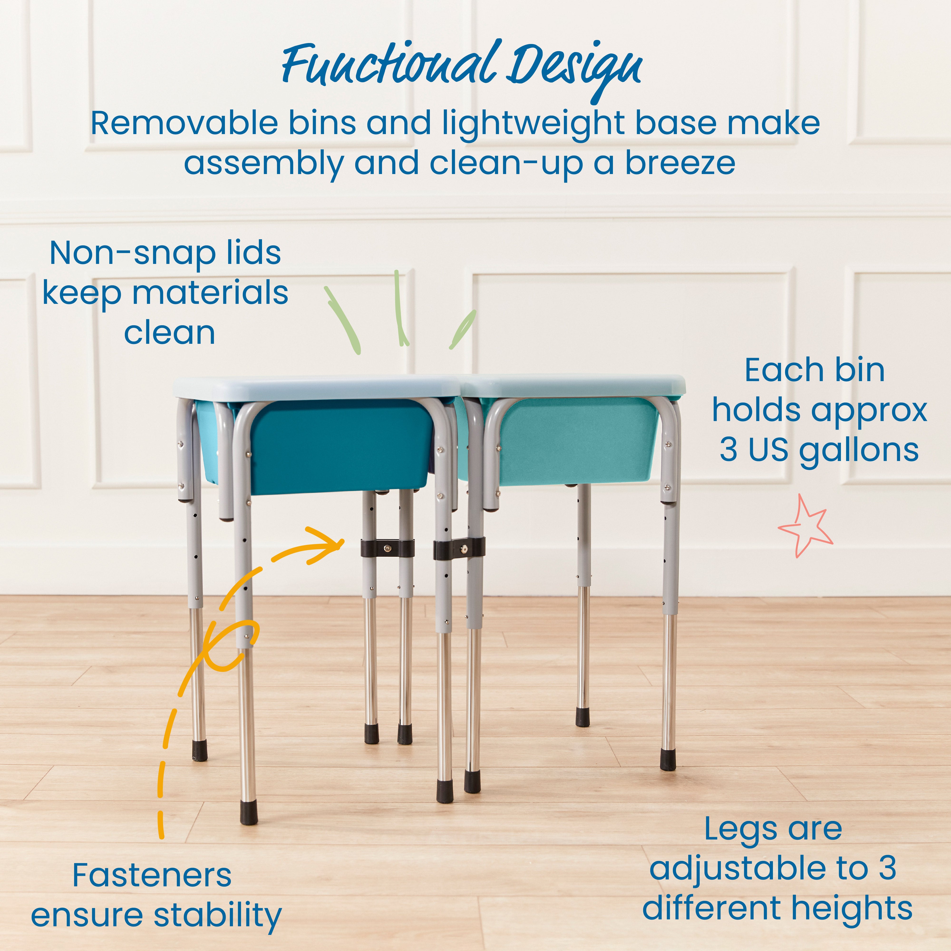 2-Station Sand and Water Adjustable Play Table, Sensory Bins