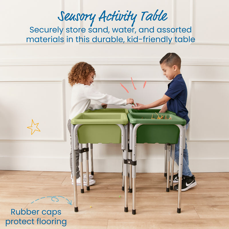 4-Station Sand and Water Adjustable Play Table, Sensory Bins