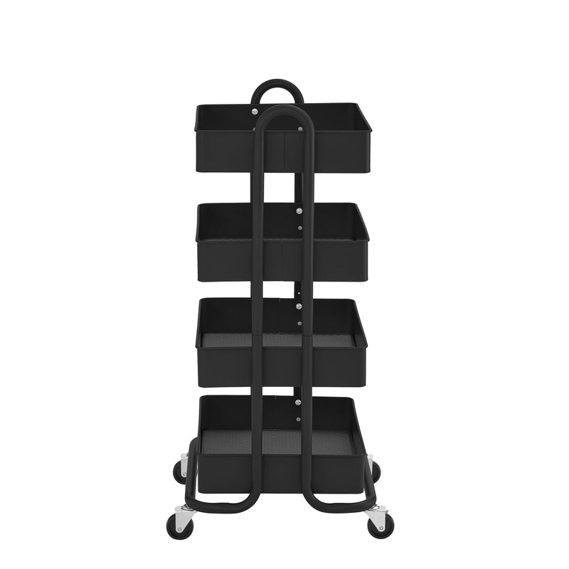 4-Tier Heavy-Duty Rolling Utility Cart, Mobile Storage Organizer - Black