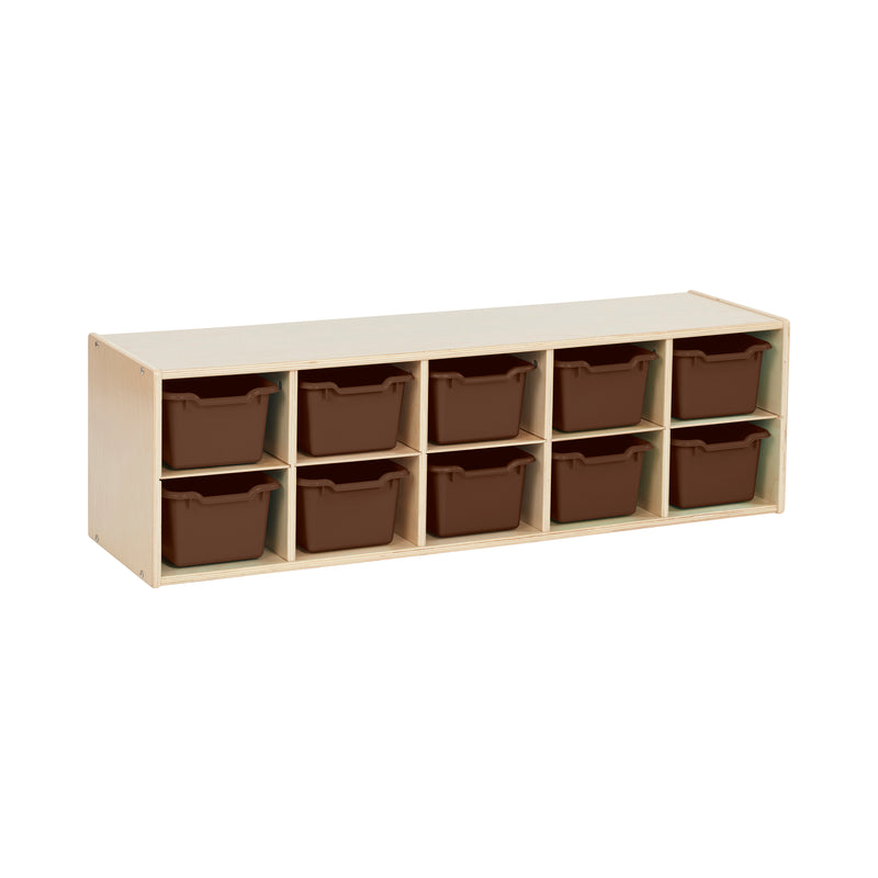 Streamline 10 Cubby Tray Cabinet with Scoop Front Storage Bins, 2x5