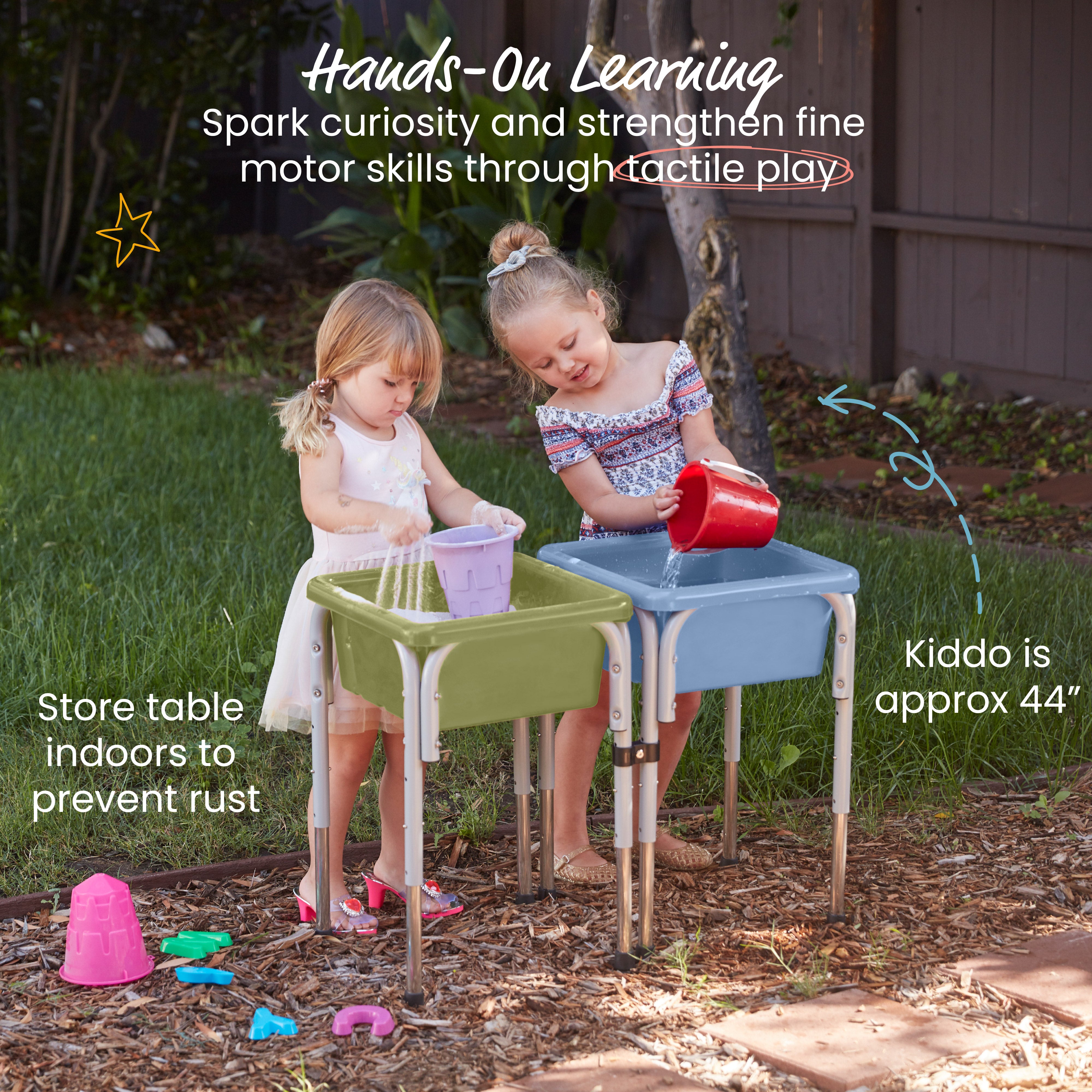 2-Station Sand and Water Adjustable Play Table, Sensory Bins