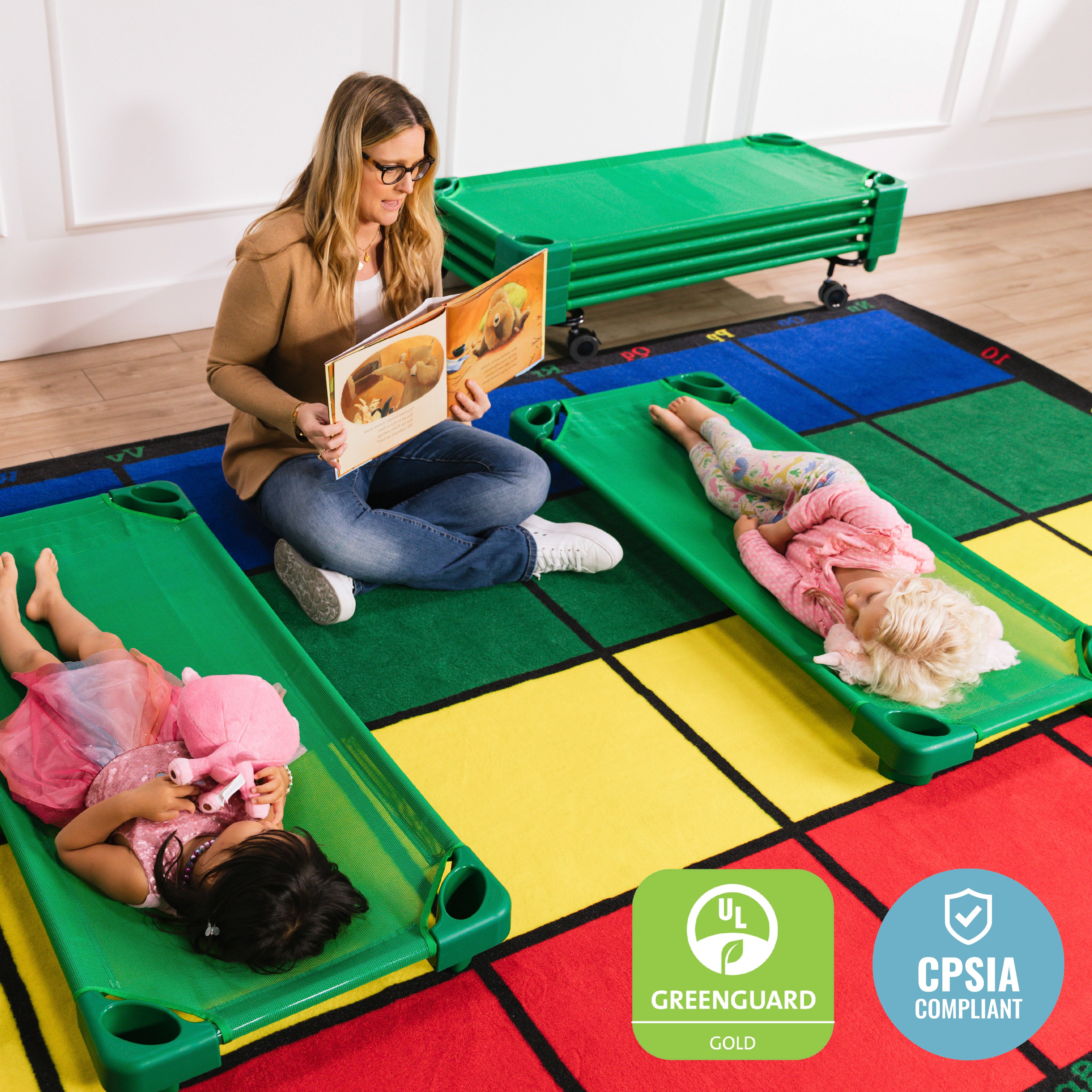 Stackable Kiddie Cots with Trolley, RTA, Standard, 6-Pack