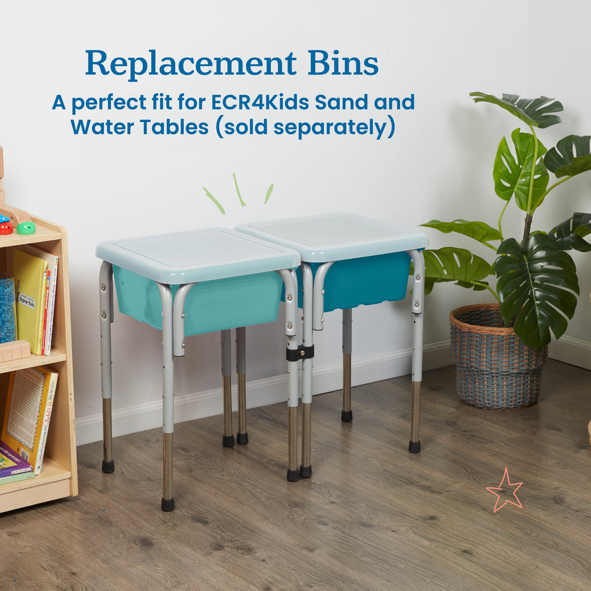 Stackable Square Bins with Non-Snap Lids, 2-Pack