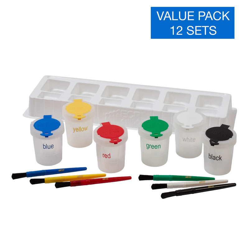 Large Trilingual Paint Cups Paint Brushes and Art Tray Set