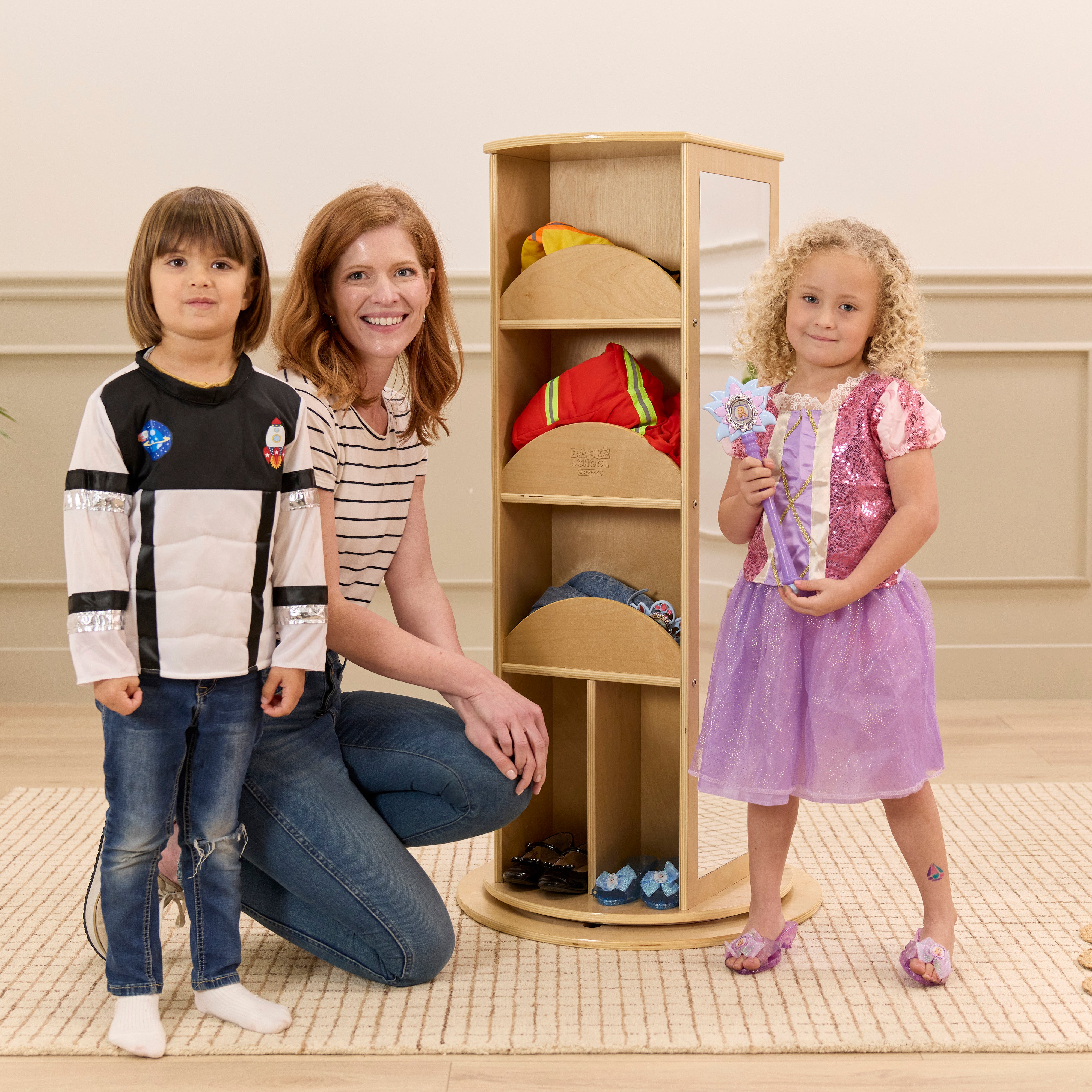 Rotating Dress-Up Storage with Mirror