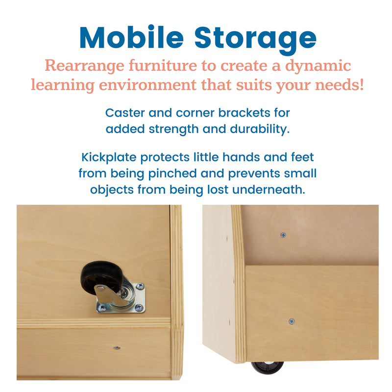 Double-Sided Mobile Book Display with Storage, Classroom Bookshelf