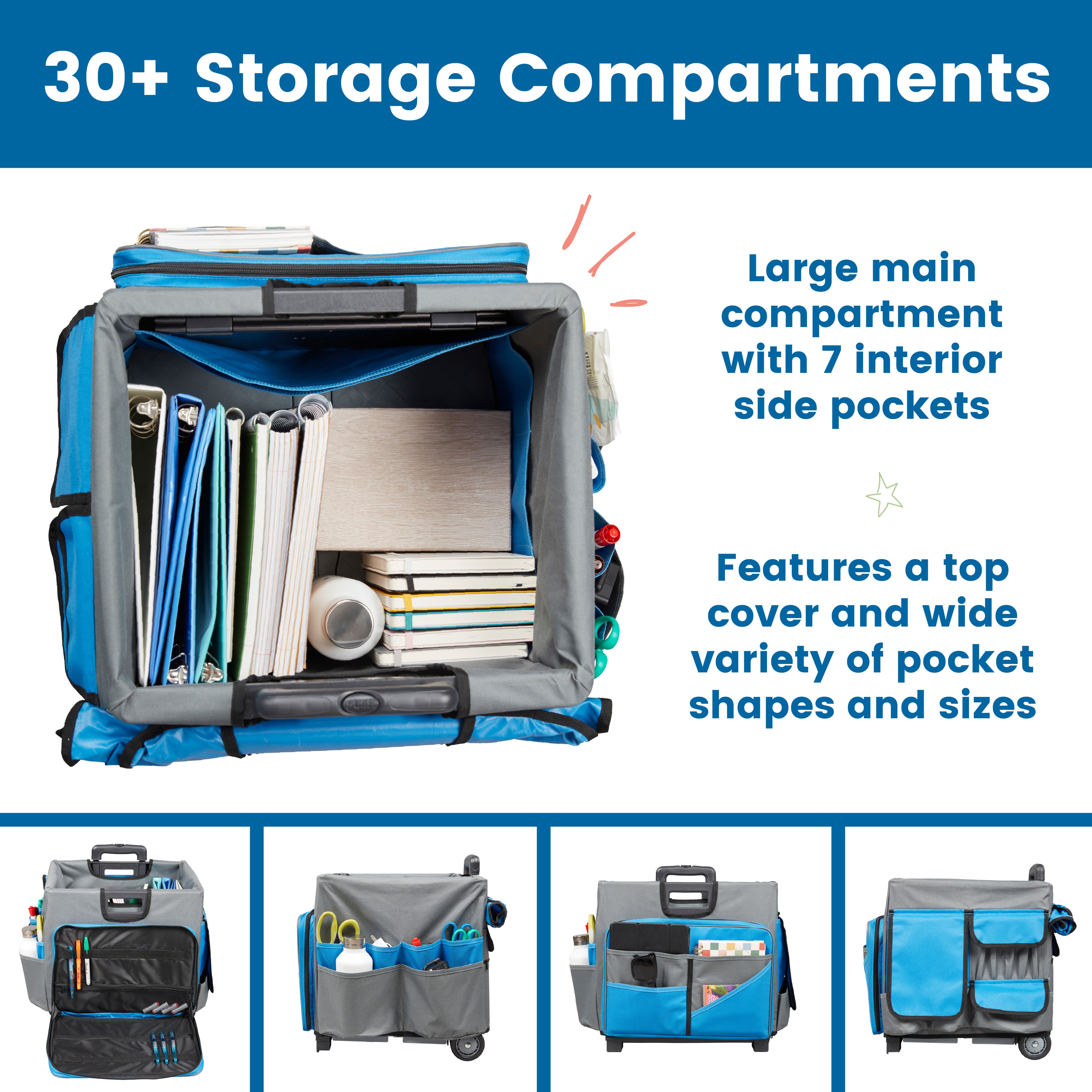 Universal Rolling Cart with Canvas Organizer Bag, Mobile Storage