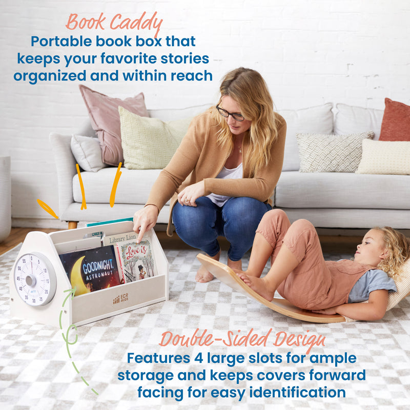 Double-Sided Book Caddy with Countdown Timer and Carry Handle