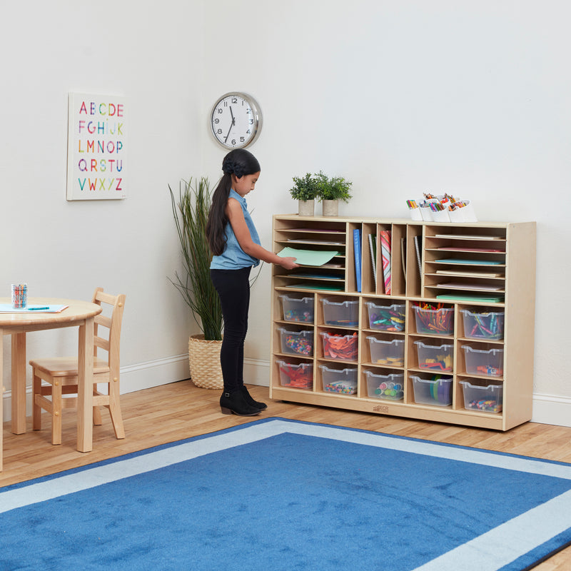 Multi-Section Mobile Cabinet with 15 Scoop Front Storage Bins