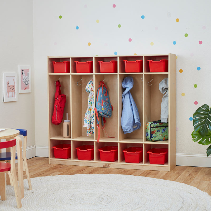 5-Section Straight Coat Locker with 10 Scoop Front Storage Bins
