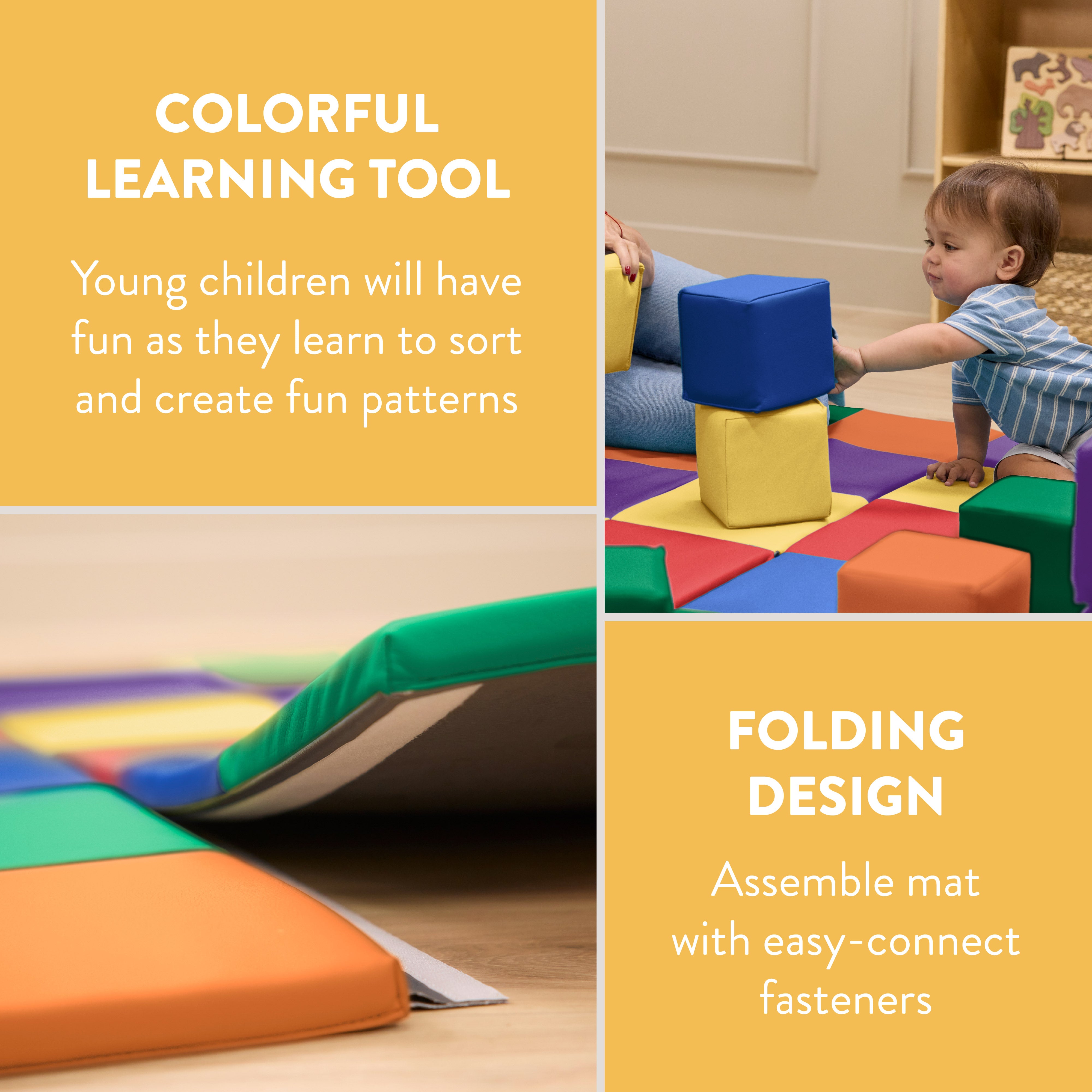 Mosaic Toddler Activity Play Mat and Blocks, 13-Piece