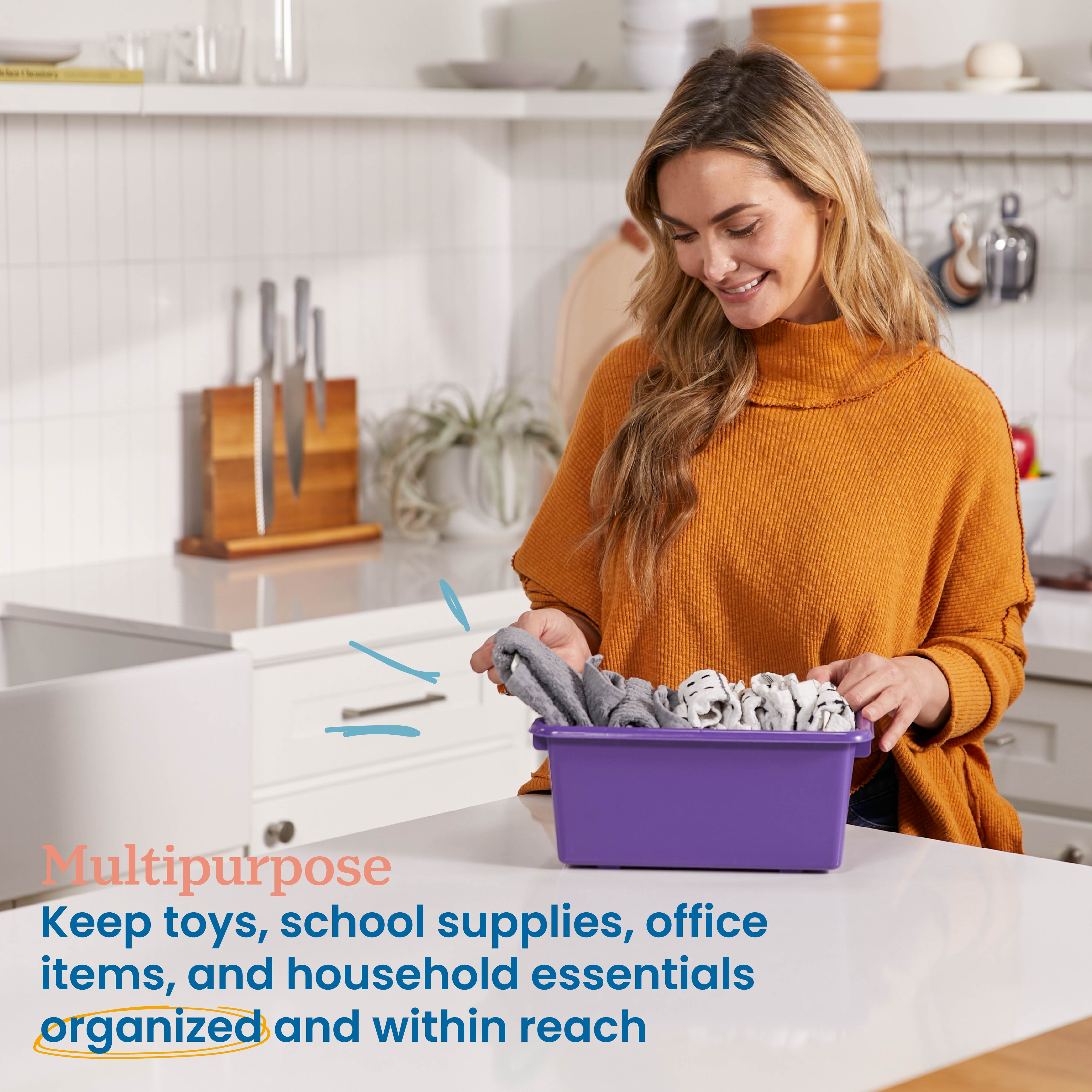 Scoop Front Plastic Storage Bins, 30-Piece