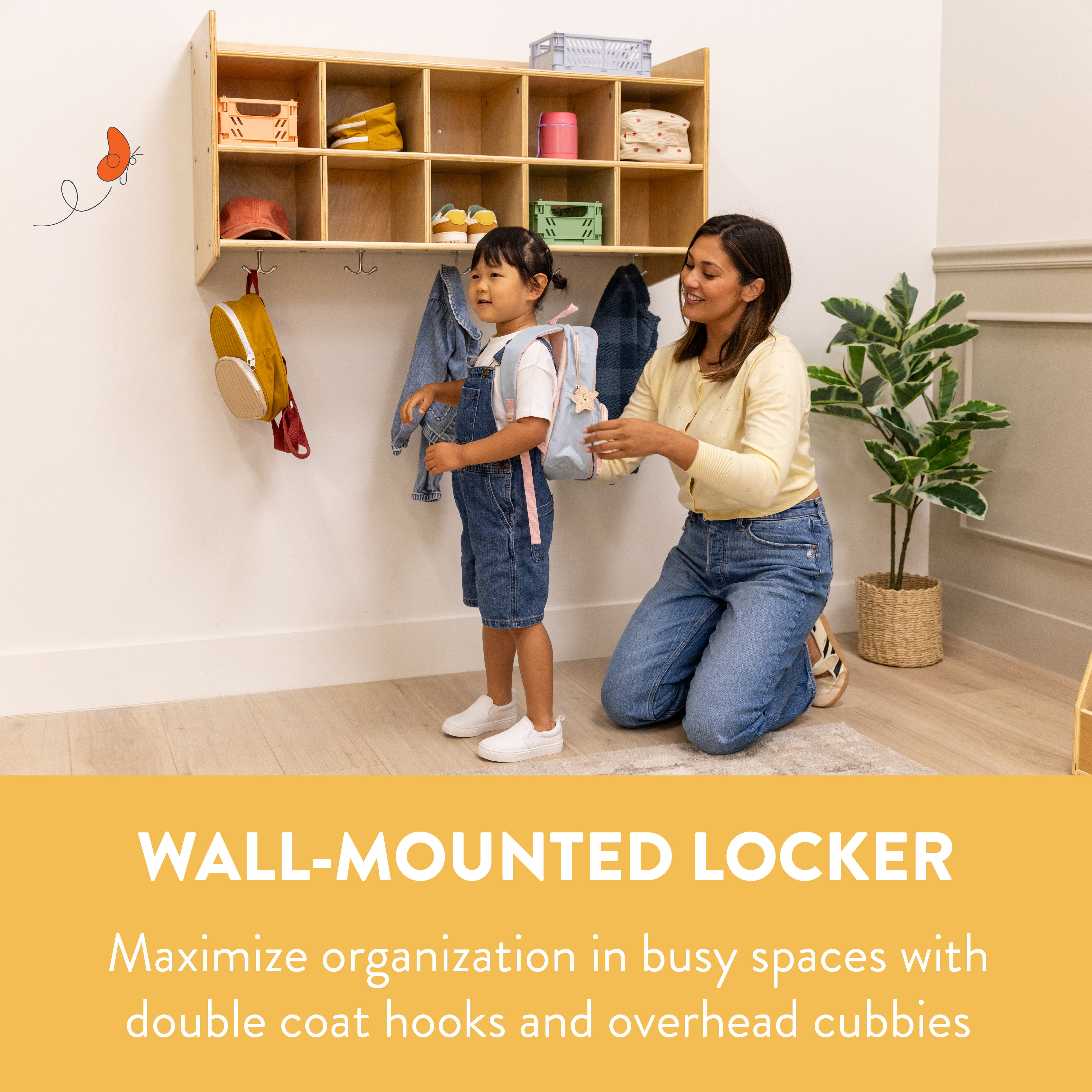 10-Section Wall Mount Coat Locker with Shelf