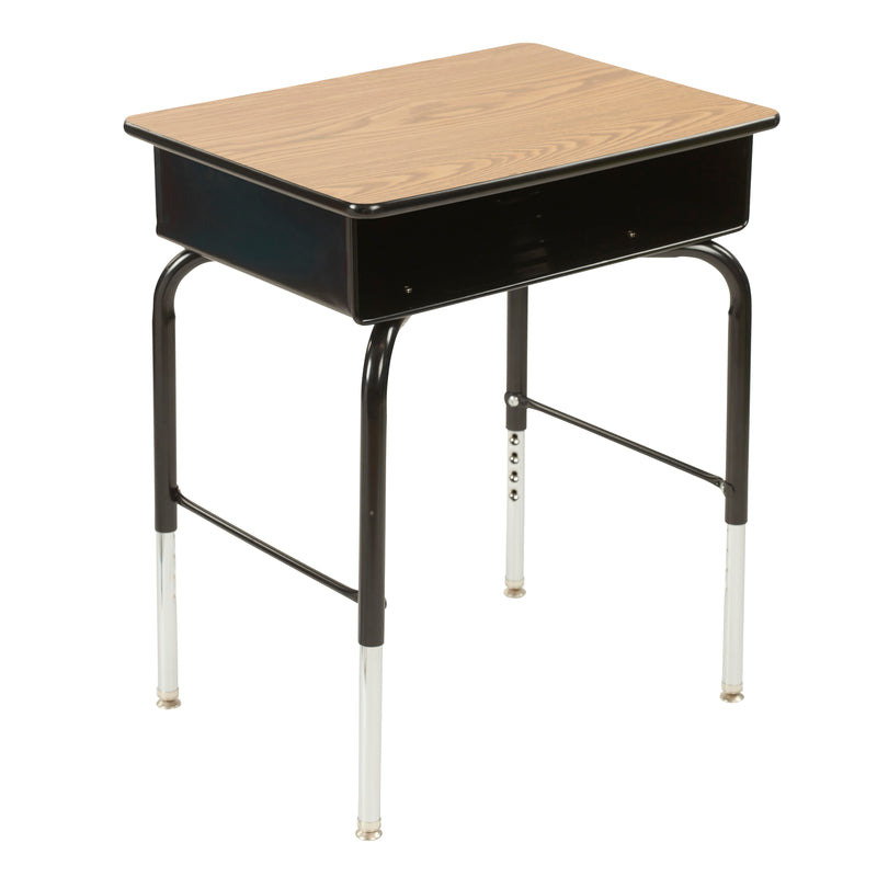 Open Front Student Desk with Metal Storage Book Box, Adjustable Height, 24in x18in