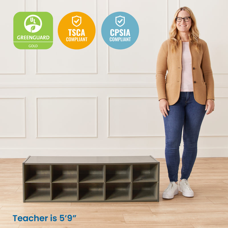 Streamline 10 Cubby Tray Storage Cabinet, 2x5, Classroom Furniture