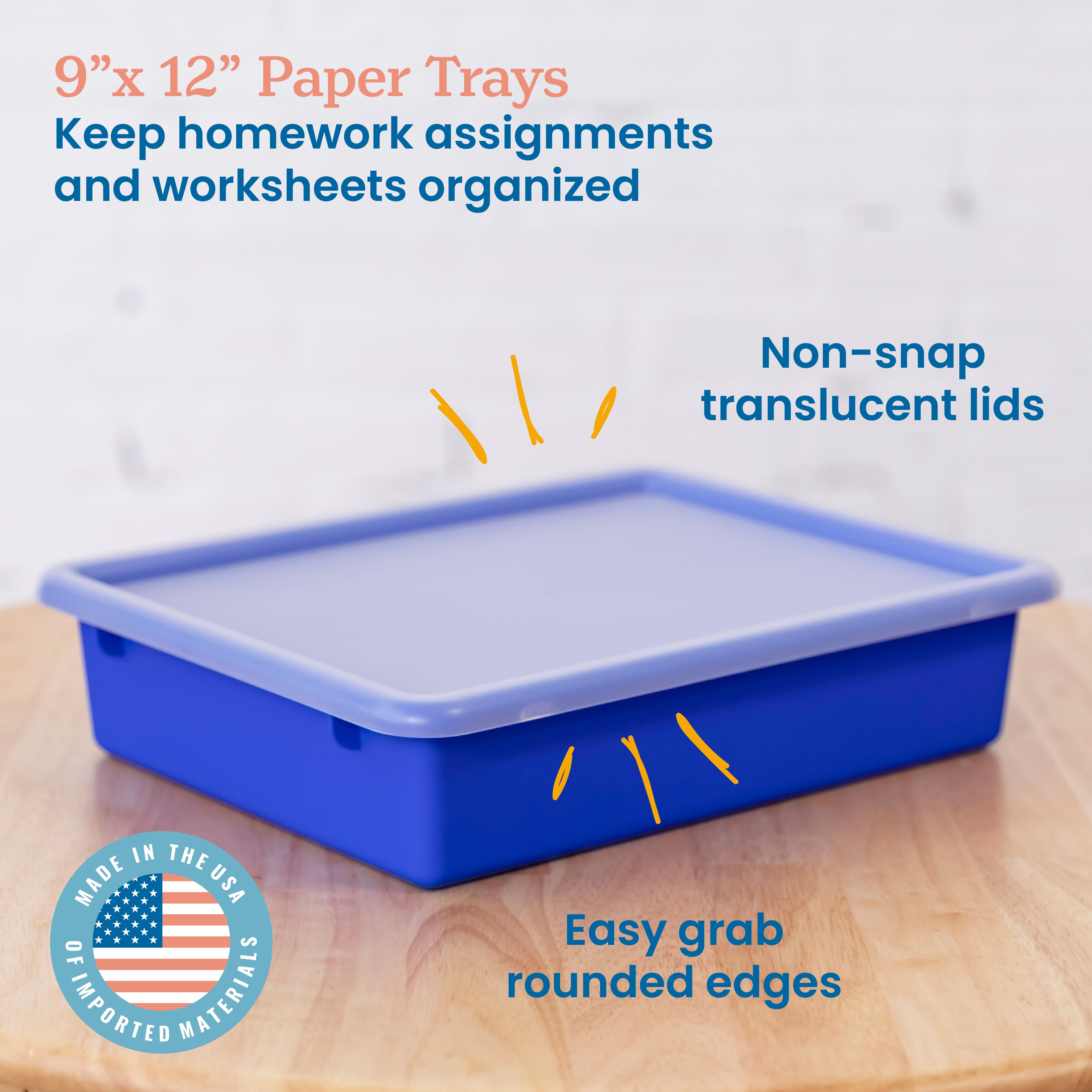 10-Section Storage Locker and Letter Size Trays with Lids, Natural, Classroom Furniture