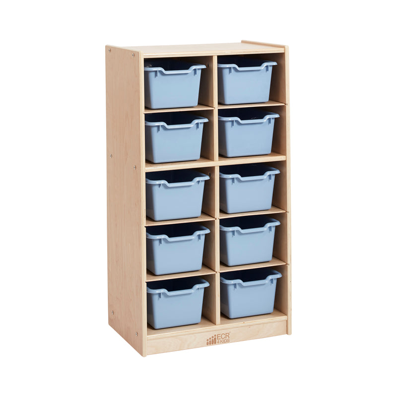 20 Cubby Mobile Tray Cabinet with 20 Scoop Front Storage Bins