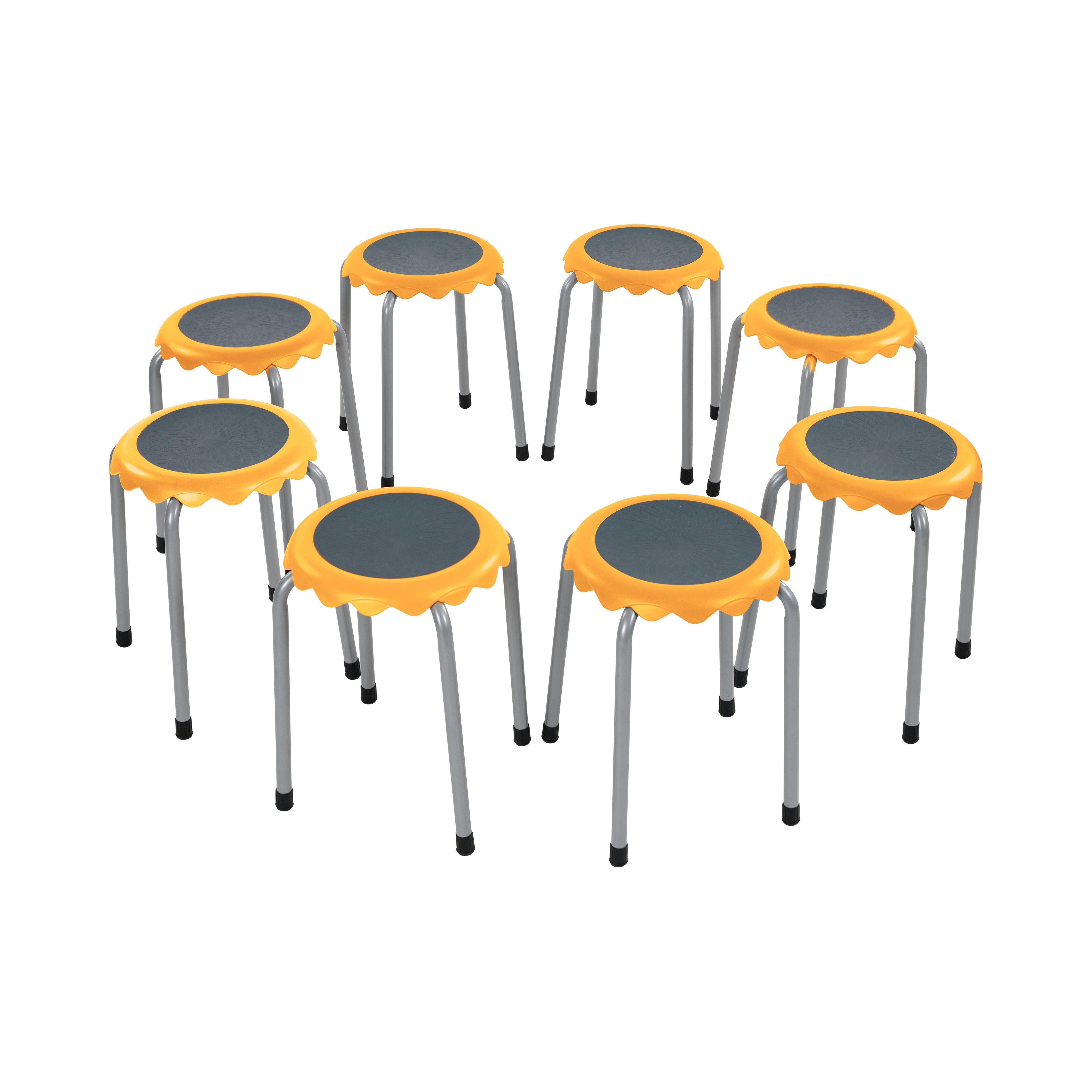 Daisy Stackable Stool with Glides Seating Set, 8-Piece