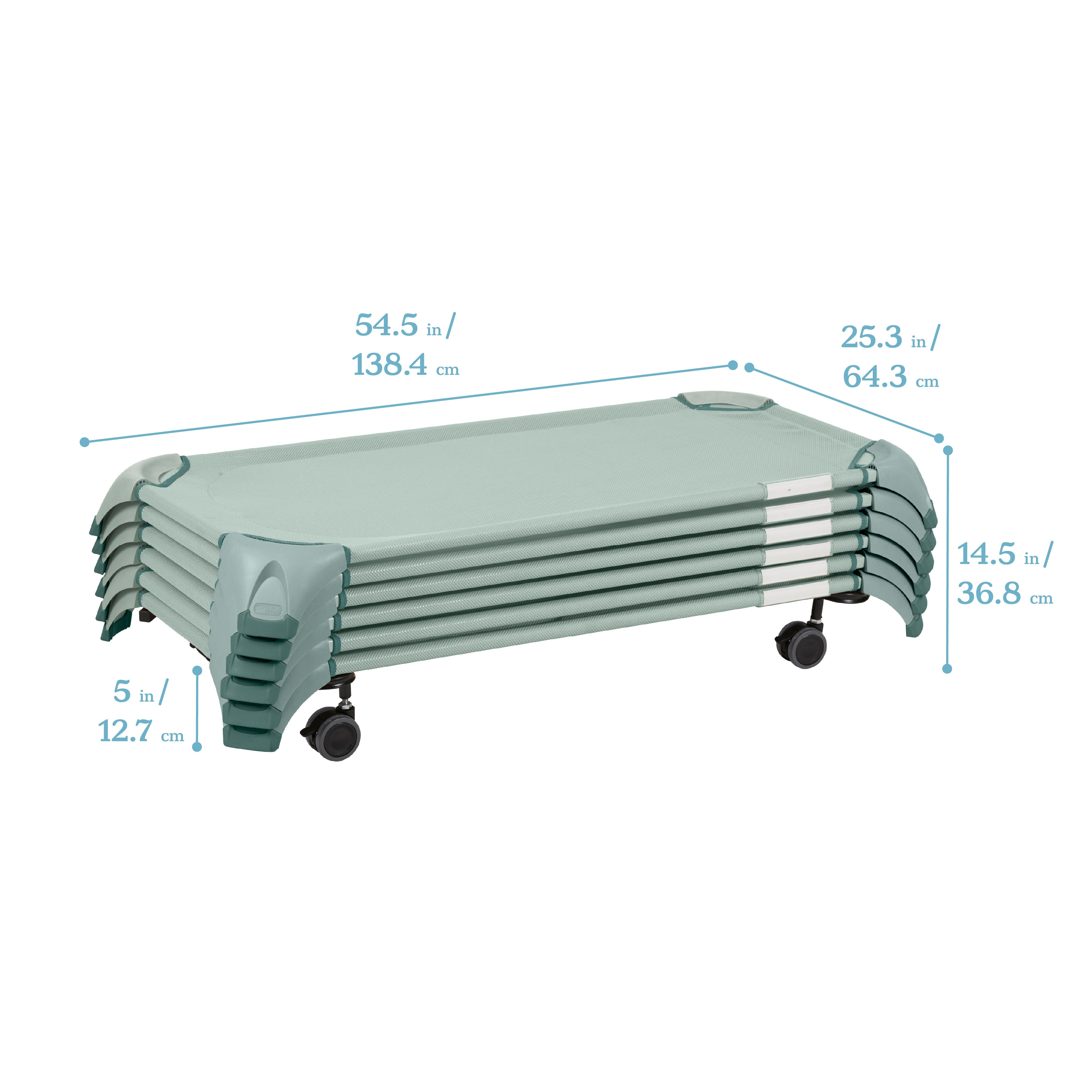 Stackable Cozy Cots with Universal Cot Trolley, 6-Pack