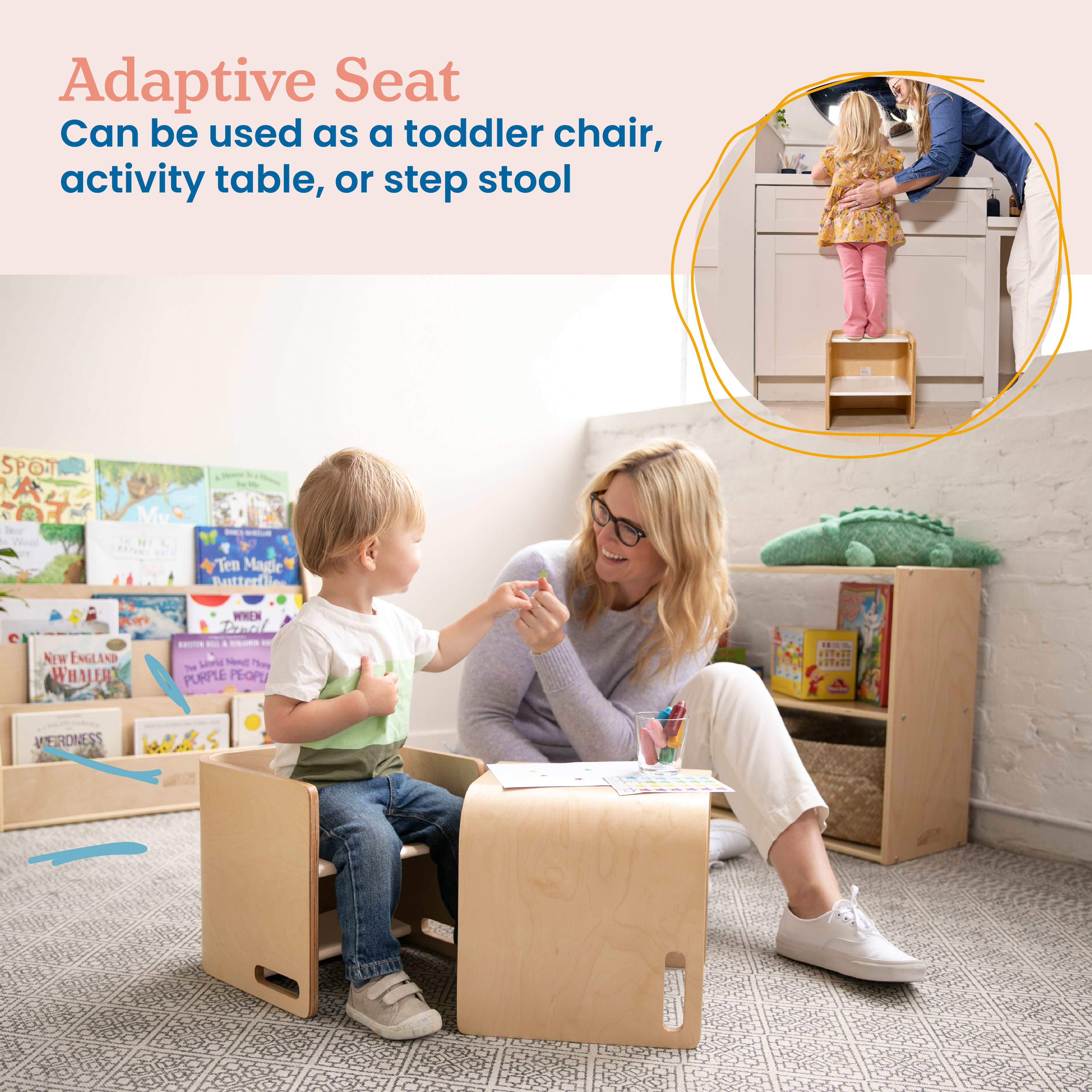 Bentwood Multipurpose Cube Chair, Kids Furniture