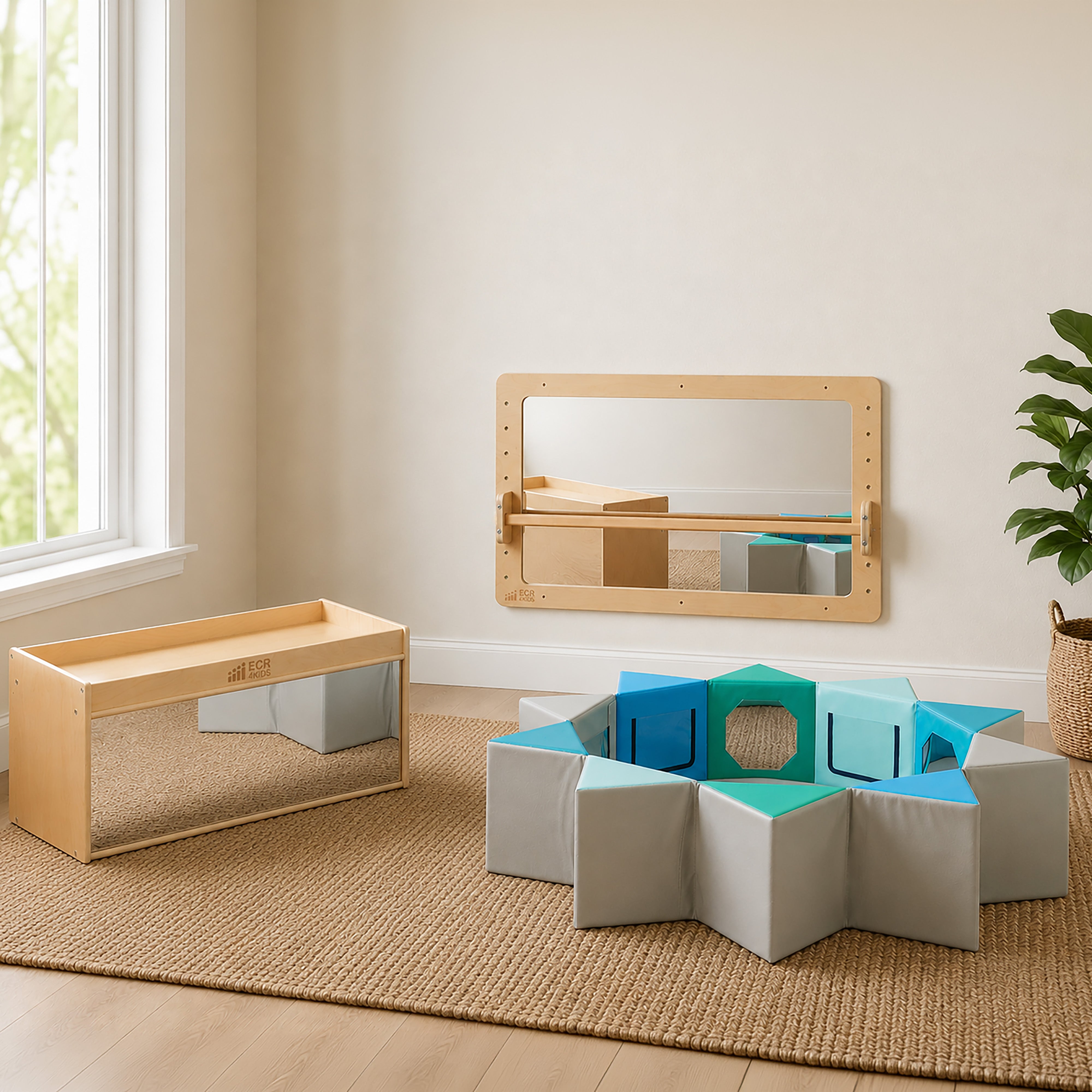Infant Sensory Exploration Package with Coordination Mirror,  Activity Center and Storage Cabinet