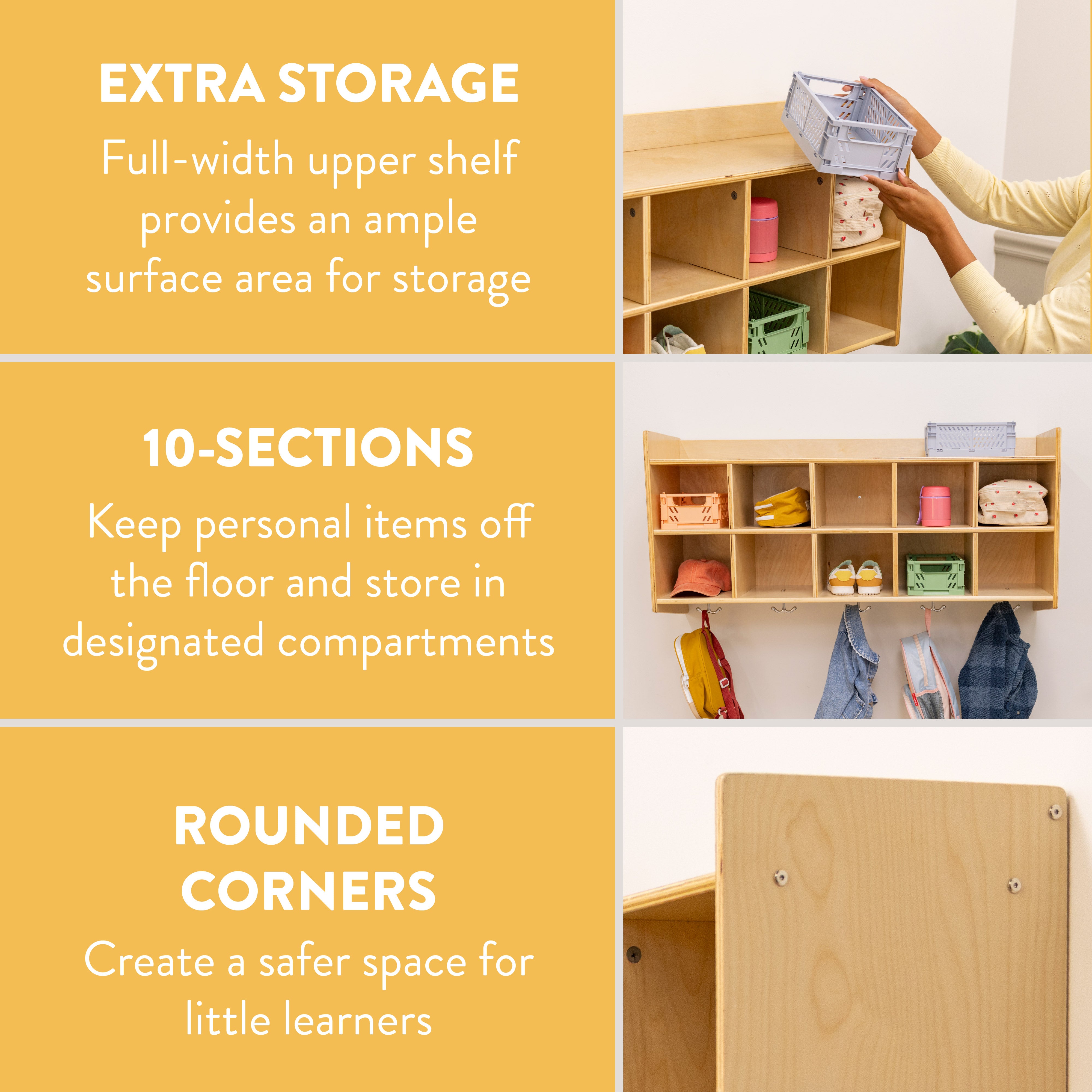 10-Section Wall Mount Coat Locker with Shelf