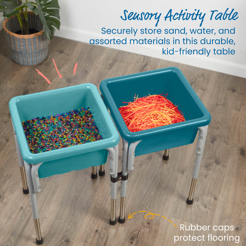 2-Station Sand and Water Adjustable Play Table, Sensory Bins