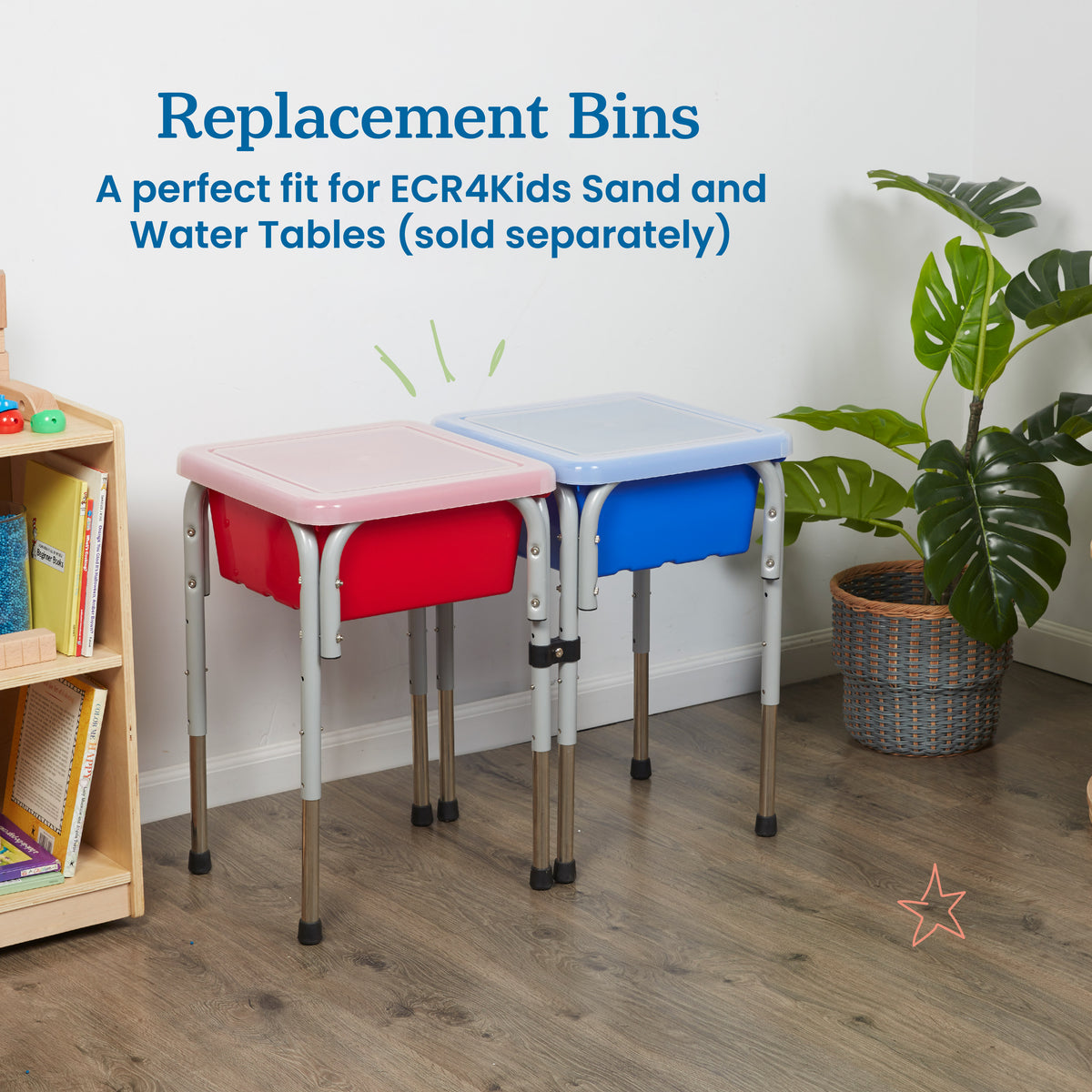 Stackable Square Bins with Non-Snap Lids, 2-Pack