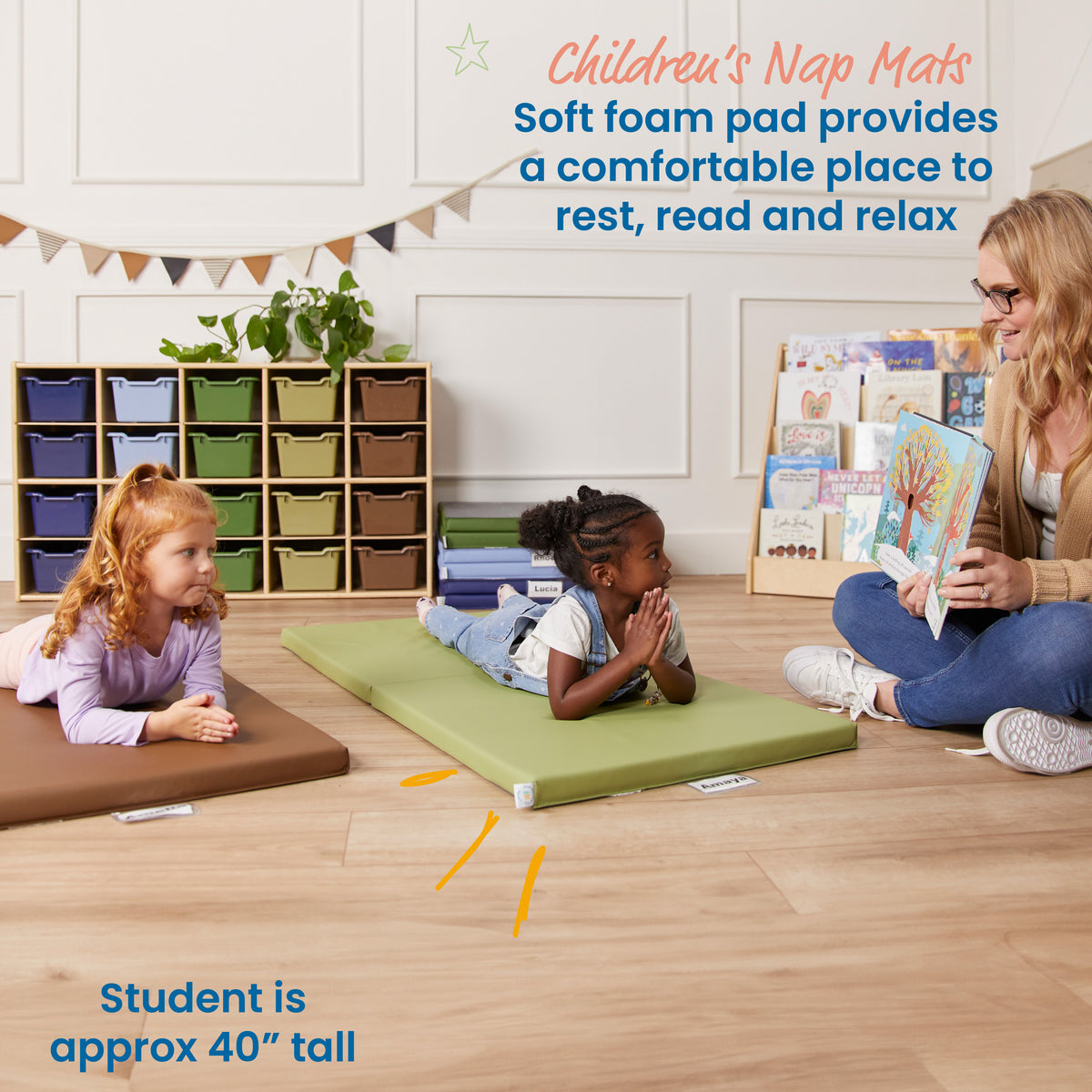 Rest Mat Cart with 25  Folding Rainbow Rest Mats